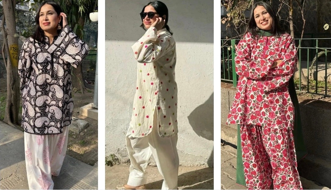 Elegant Pakistani cotton suits for women with floral and block print designs