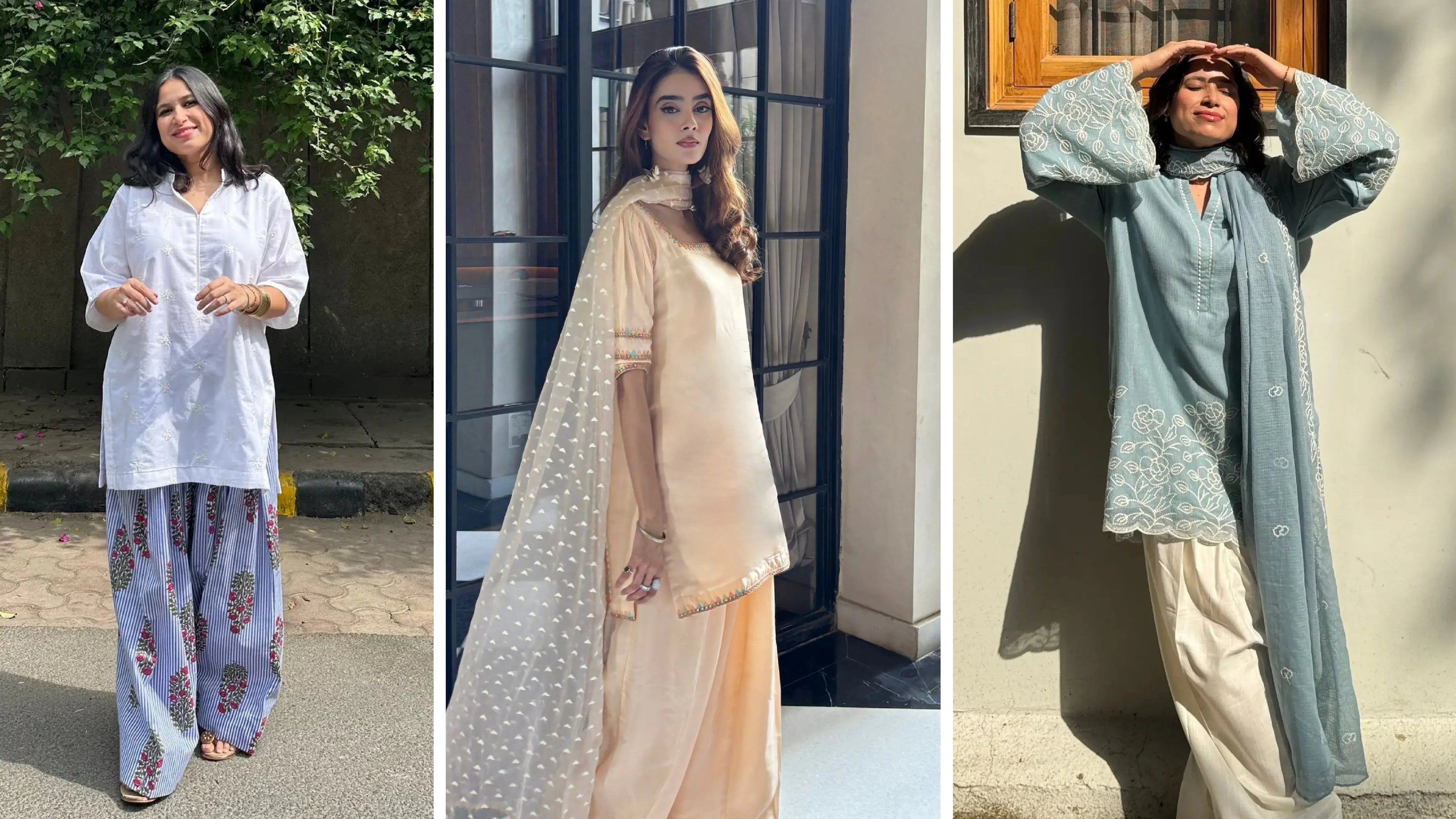 Women wearing trending farshi salwar suits for Raksha Bandhan from Pyoor
