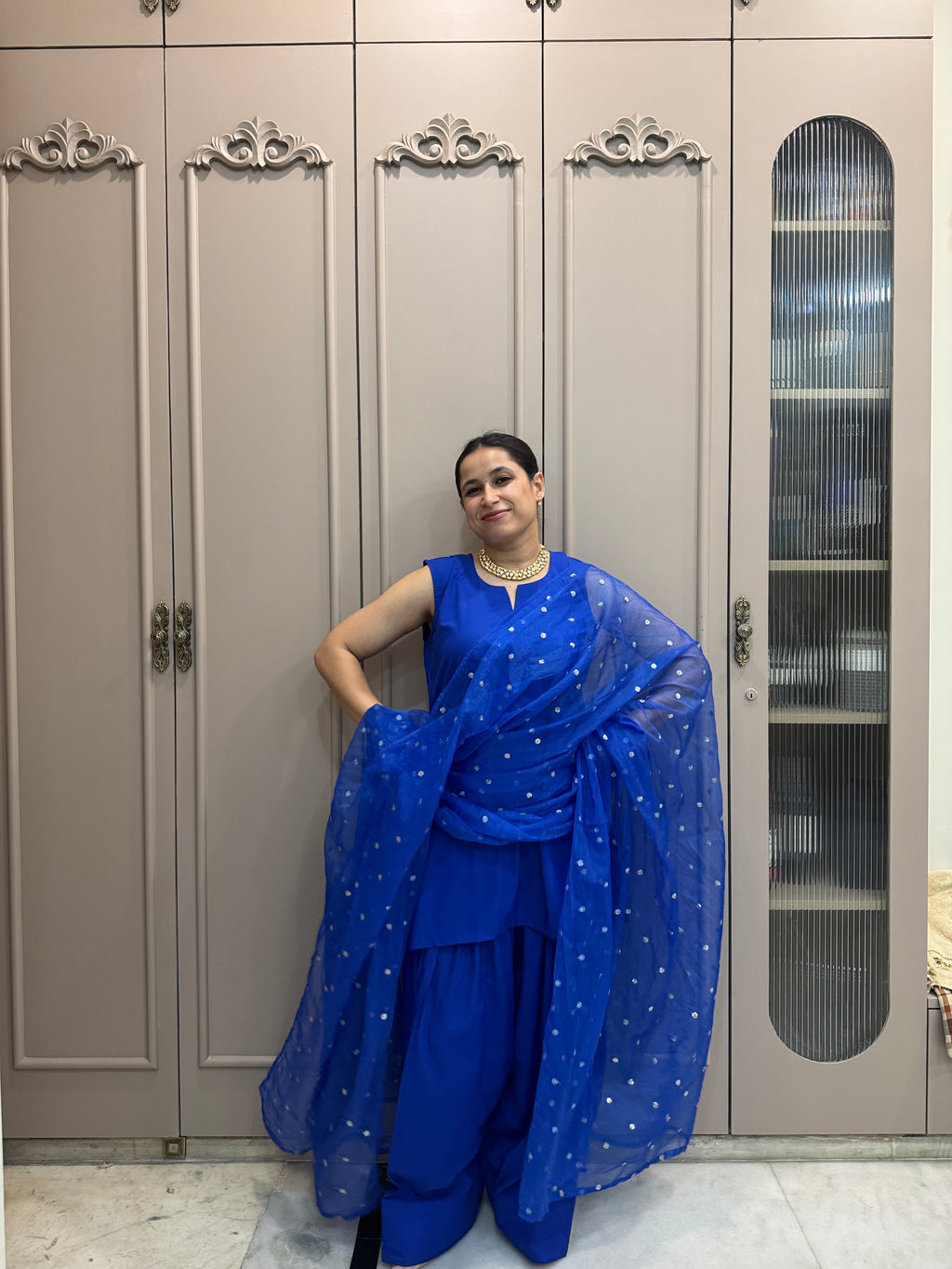 Midnight Blue Set with Farshi salwar