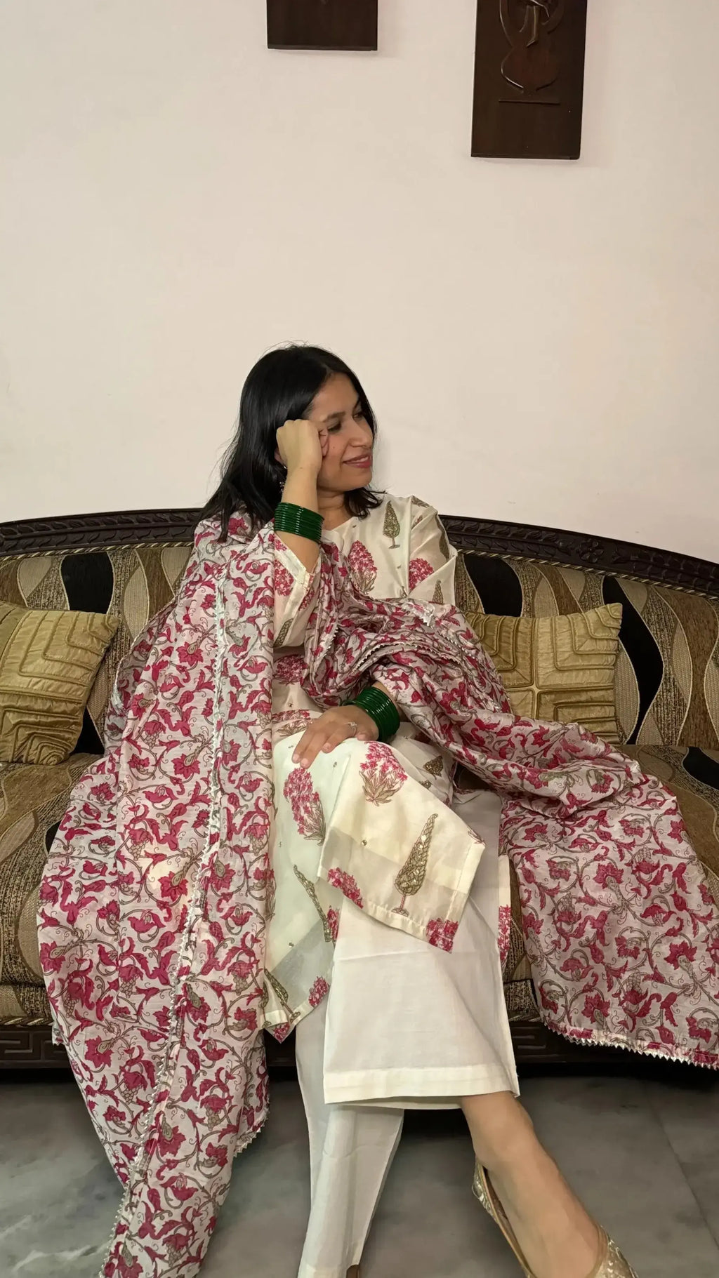 Raani Set in Chanderi with dupatta