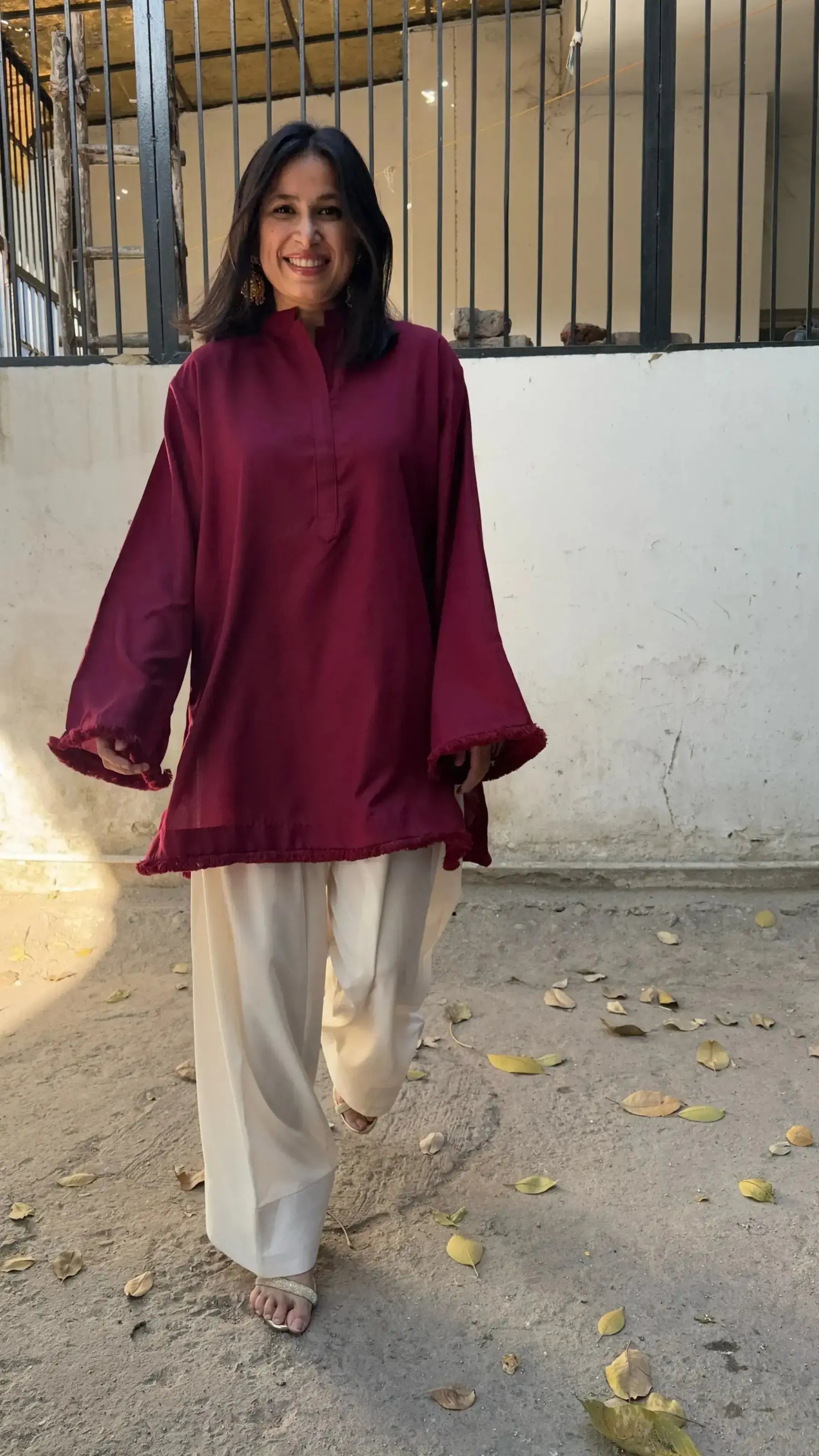 Dhaaga Set Winter Spun Dark Maroon kurta set