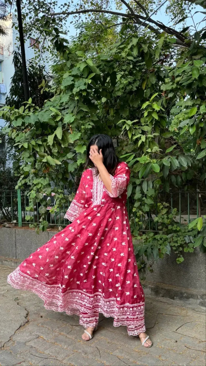 Pakeeza Organza Suit Set of 3 - RED