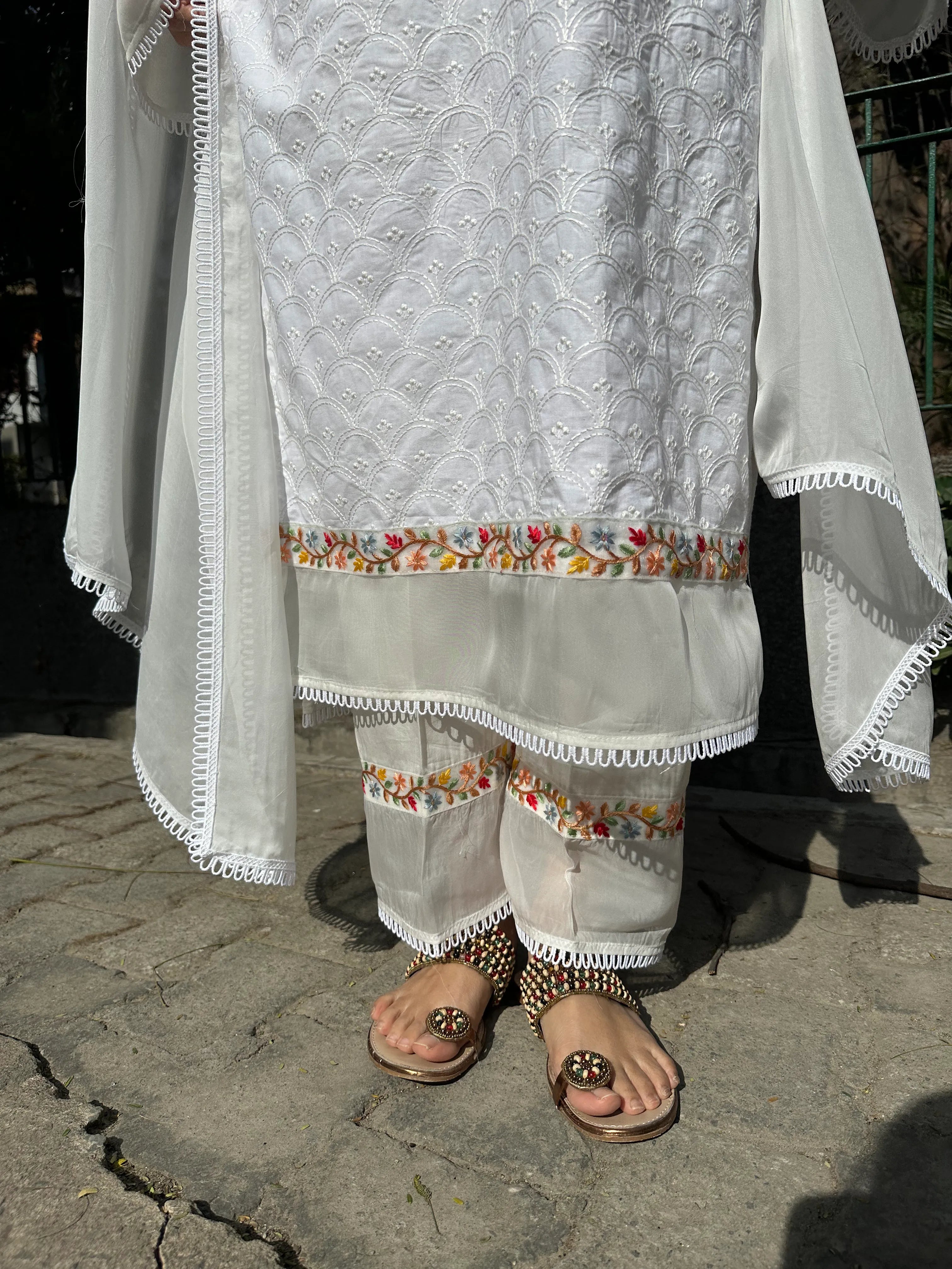 Afreen White Embroidered Kurta Set Long by Pyoor – Perfect for any occasion with colorful embroidery.