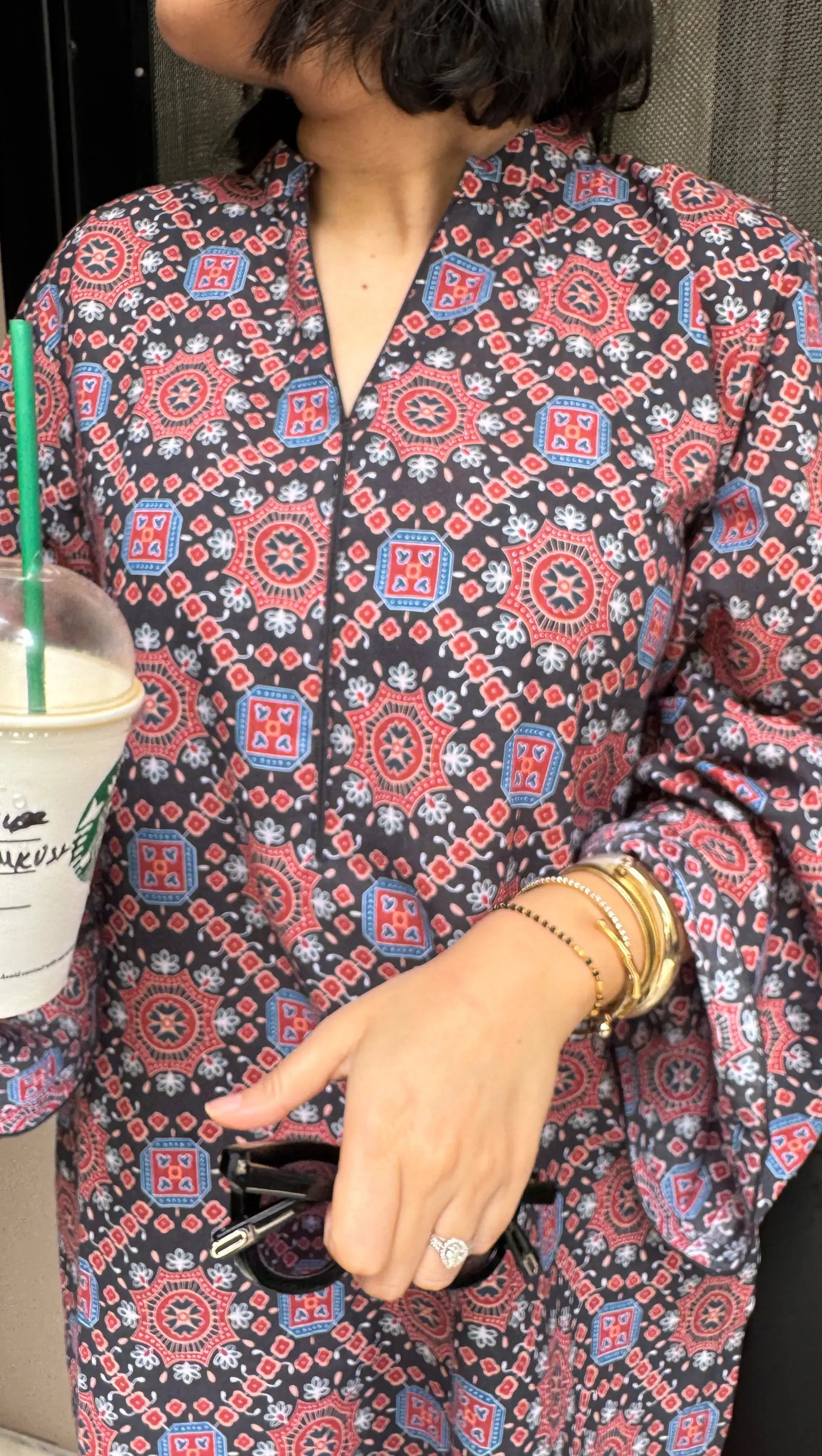 Oversized Ajrak Farshi Salwar Suit Set from Pyoor designed in classic Ajrak print and red salwar.