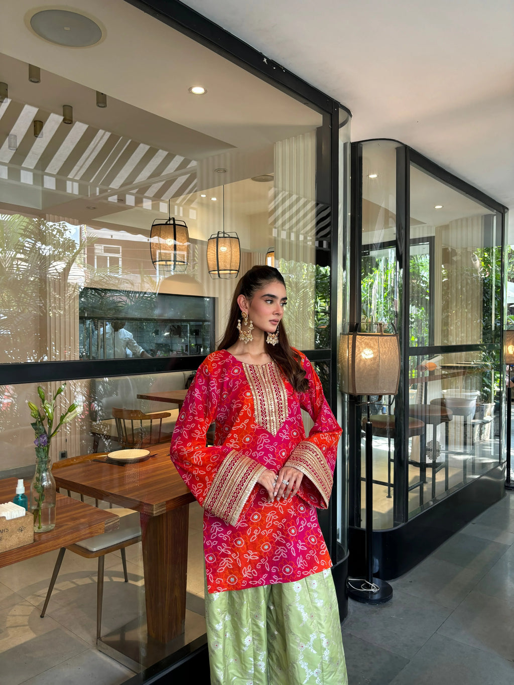 Alia Bandhani Farshi Set by Pyoor crafted in breathable cotton with pockets