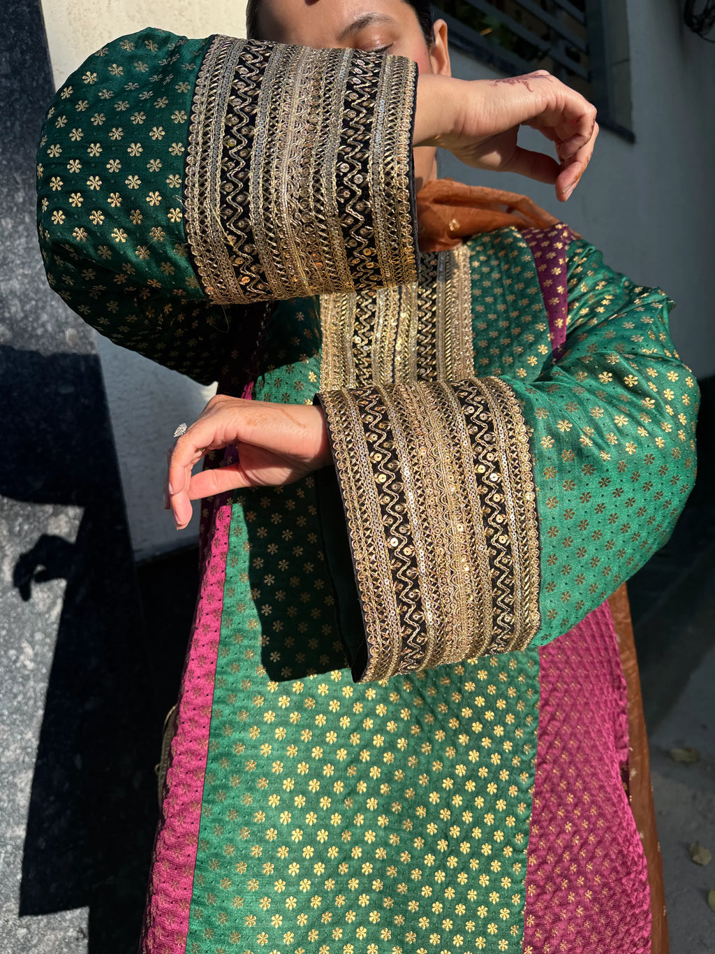 Alizeh Colorblock Farshi Set from Pyoor styled for festive dressing