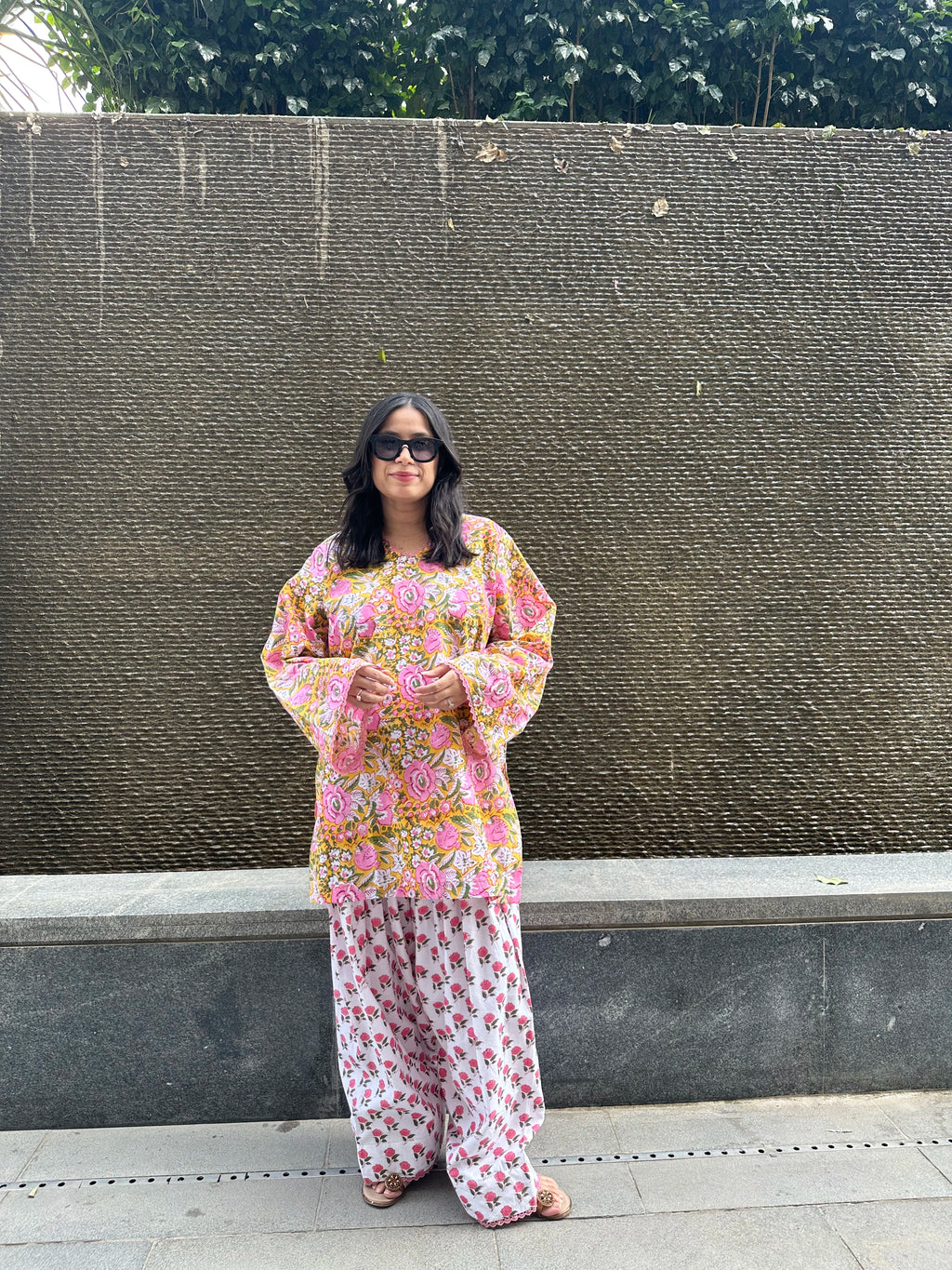 Apricot Farshi Set by Pyoor showcasing traditional block print style