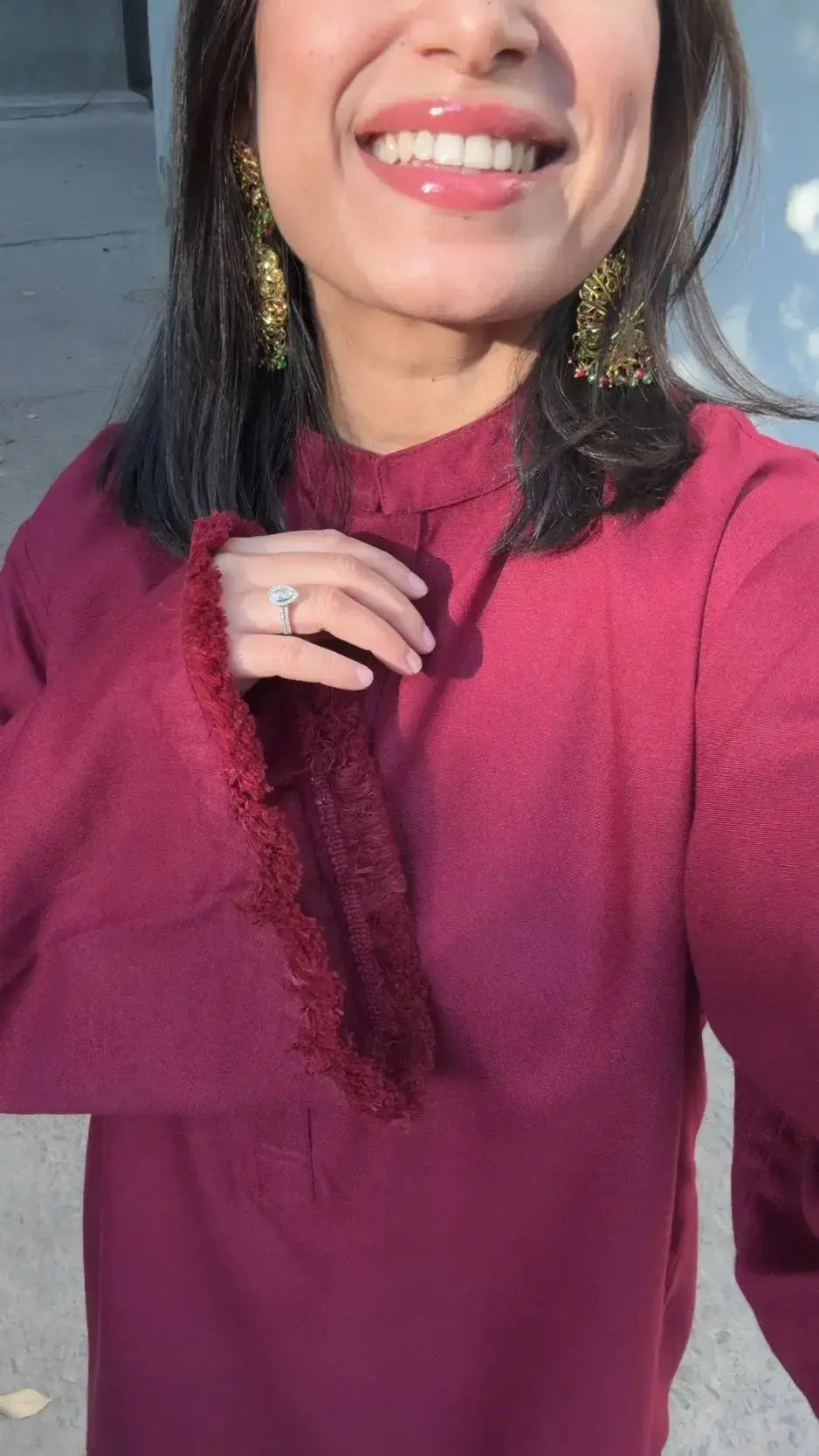 Dhaaga Set Winter Spun Dark Maroon kurta set