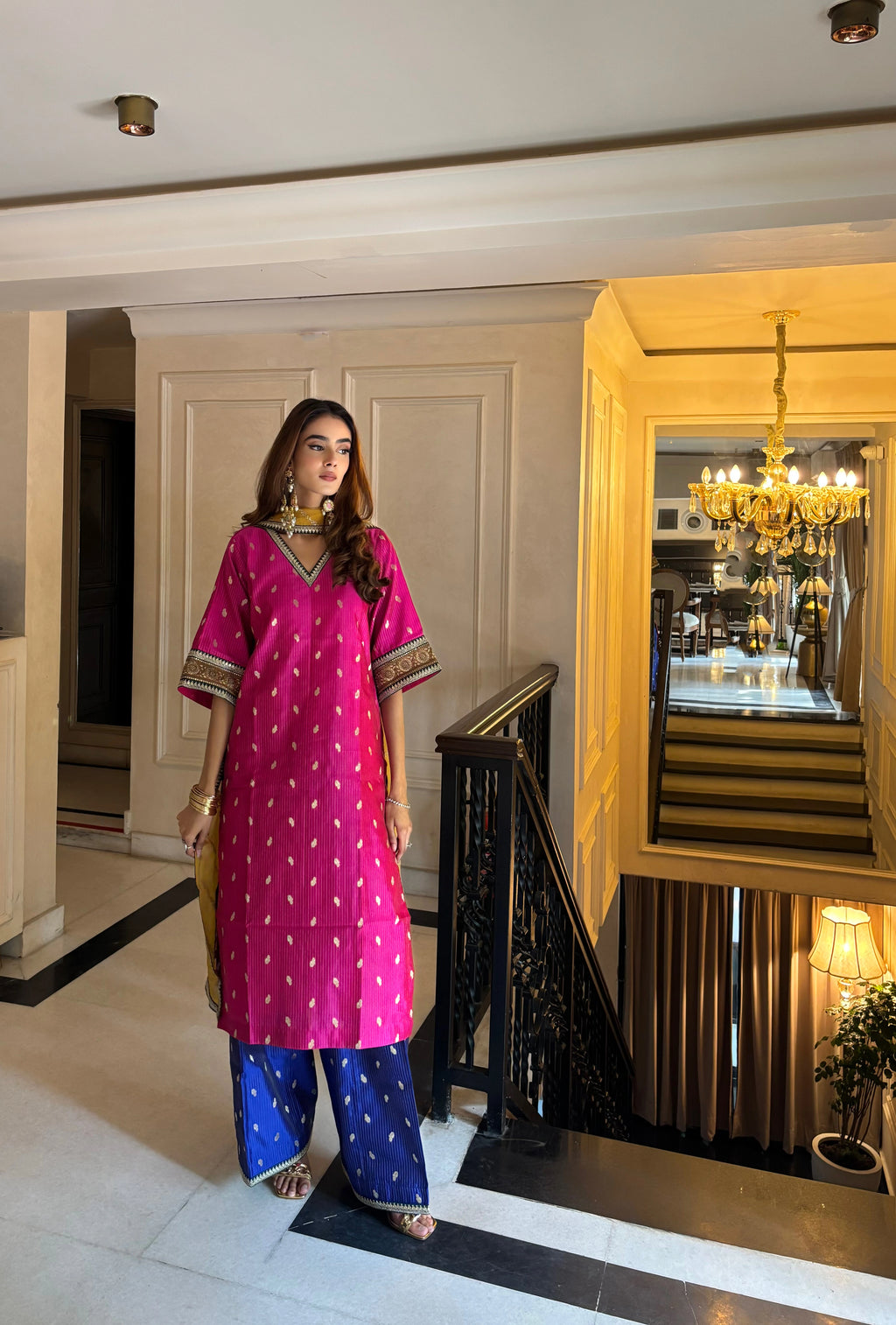 Bahaar Colorblock Brocade Set with Dupatta, made to order, Pyoor