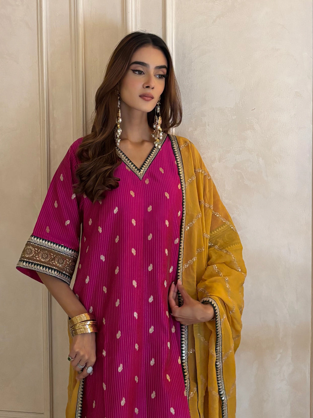 Pyoor's Bahaar Colorblock Brocade Set with Dupatta, festive brocade outfit