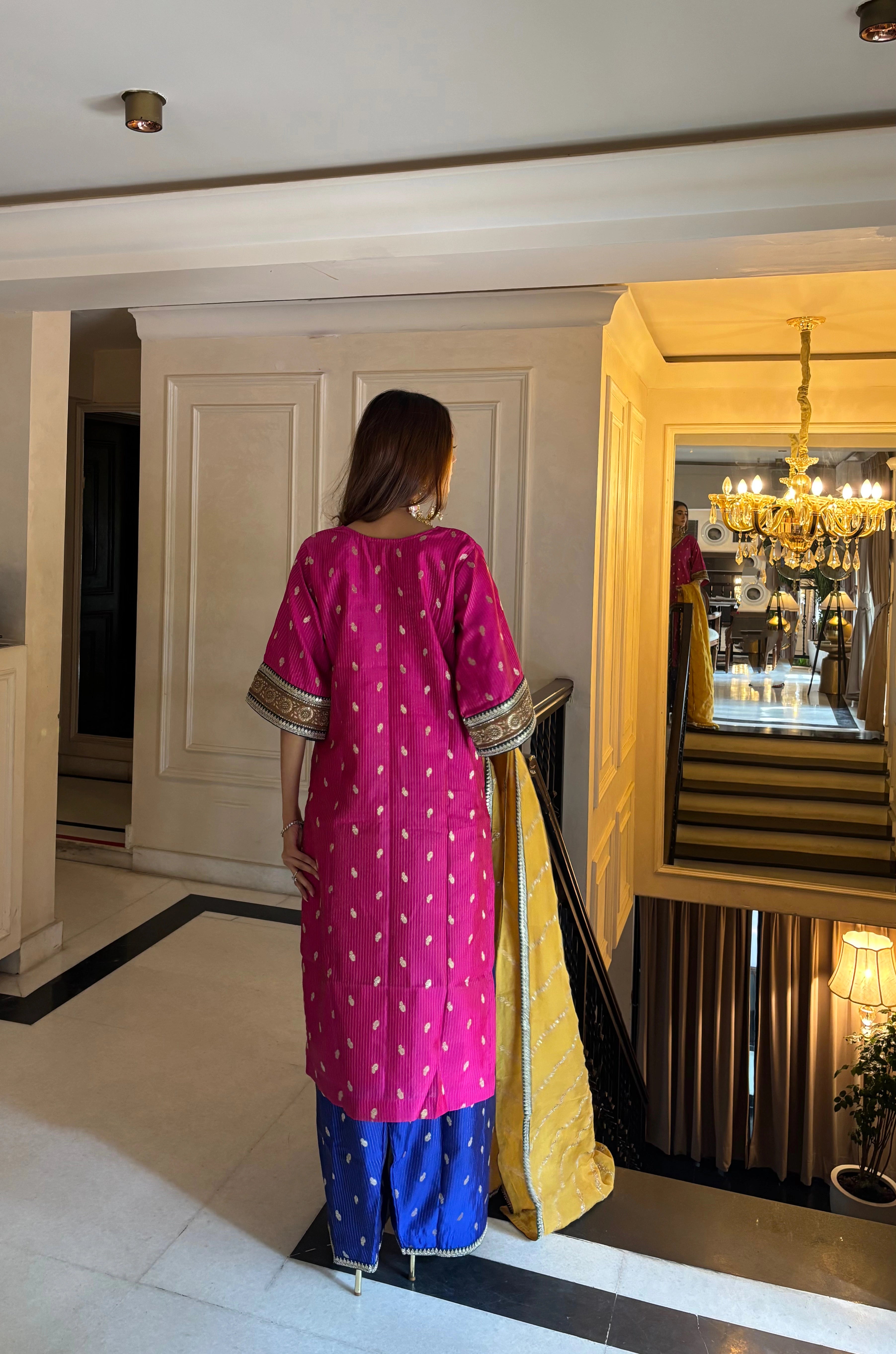 Pyoor's Bahaar Colorblock Brocade Set with Dupatta and cotton lining