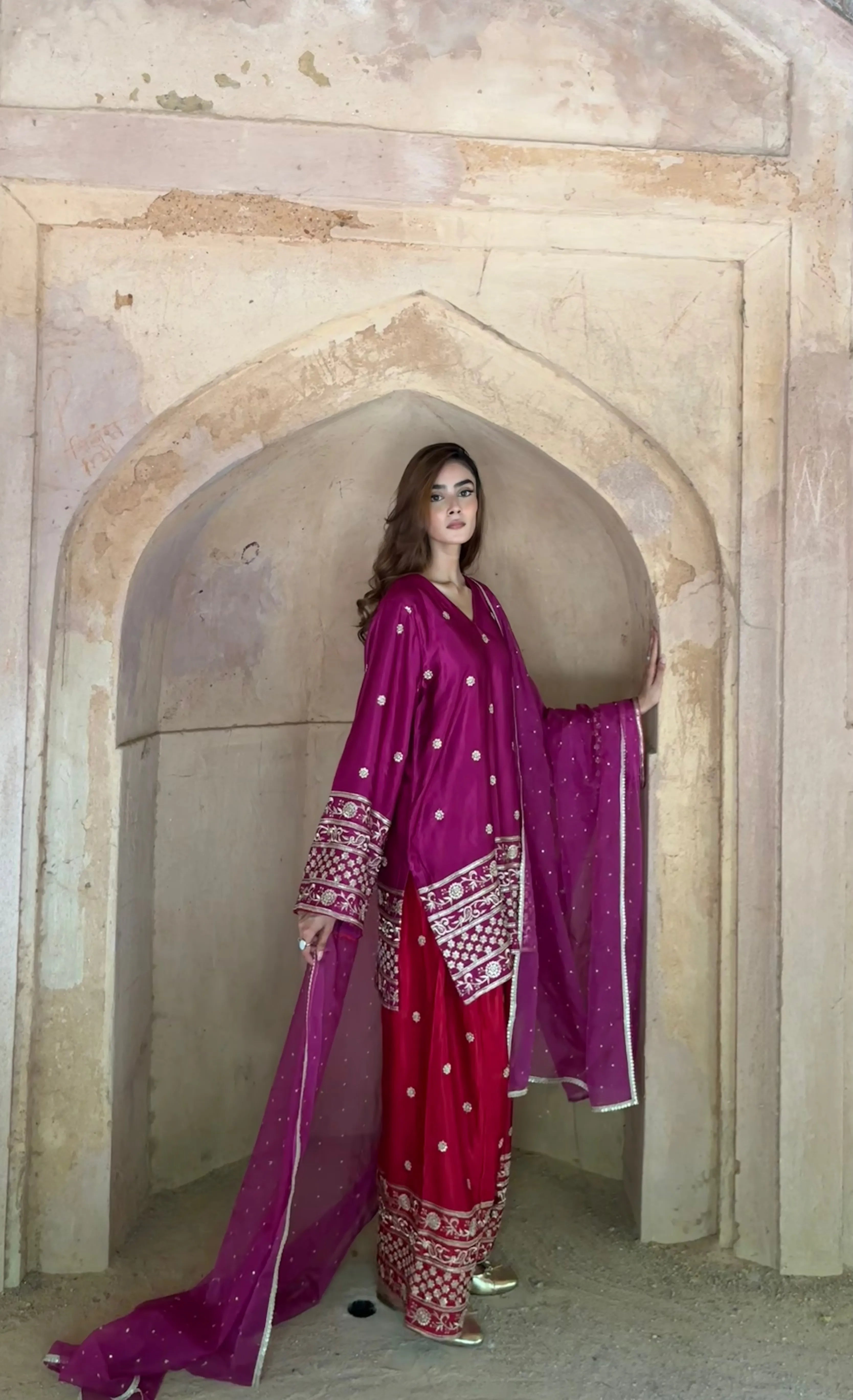 Begum Gaji Silk Farshi Set by Pyoor made for festive celebrations and weddings
