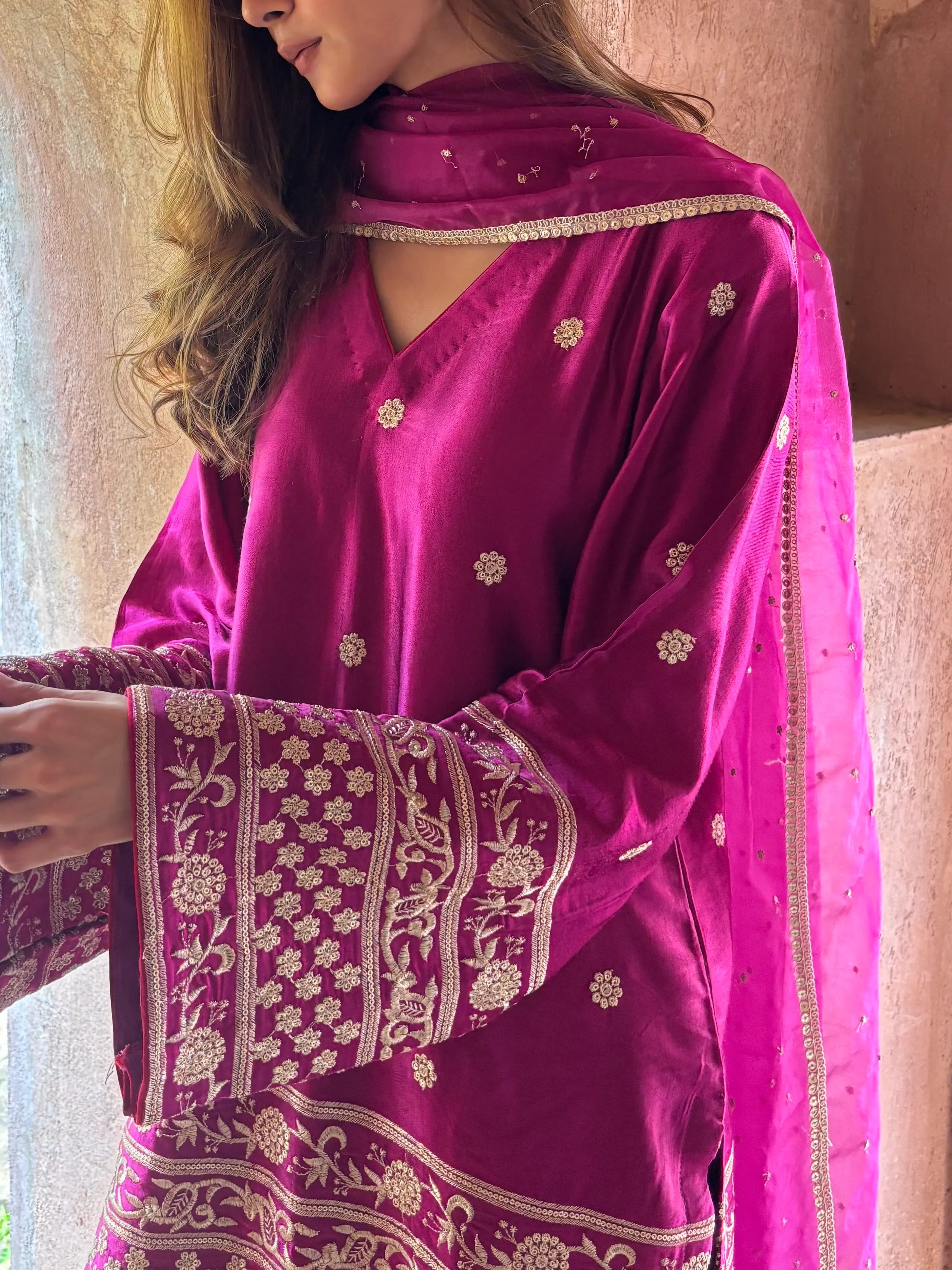 Begum Gaji Silk Farshi Set by Pyoor designed with comfortable oversized fit