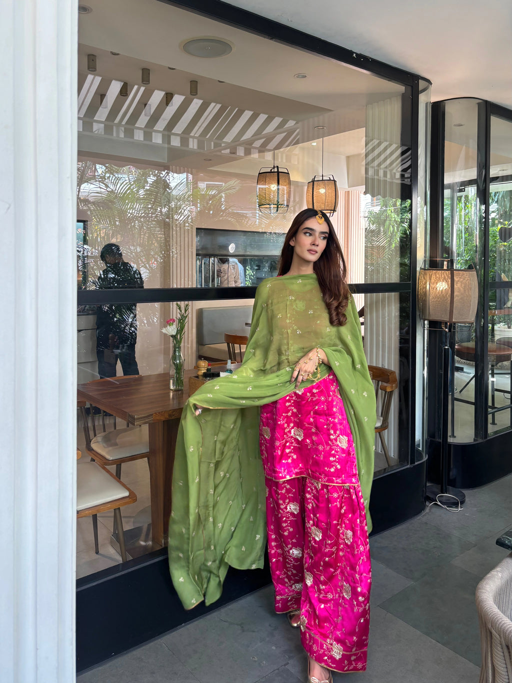 Blush Pink Vintage Farshi Set featuring soft pink gajji silk, Pyoor