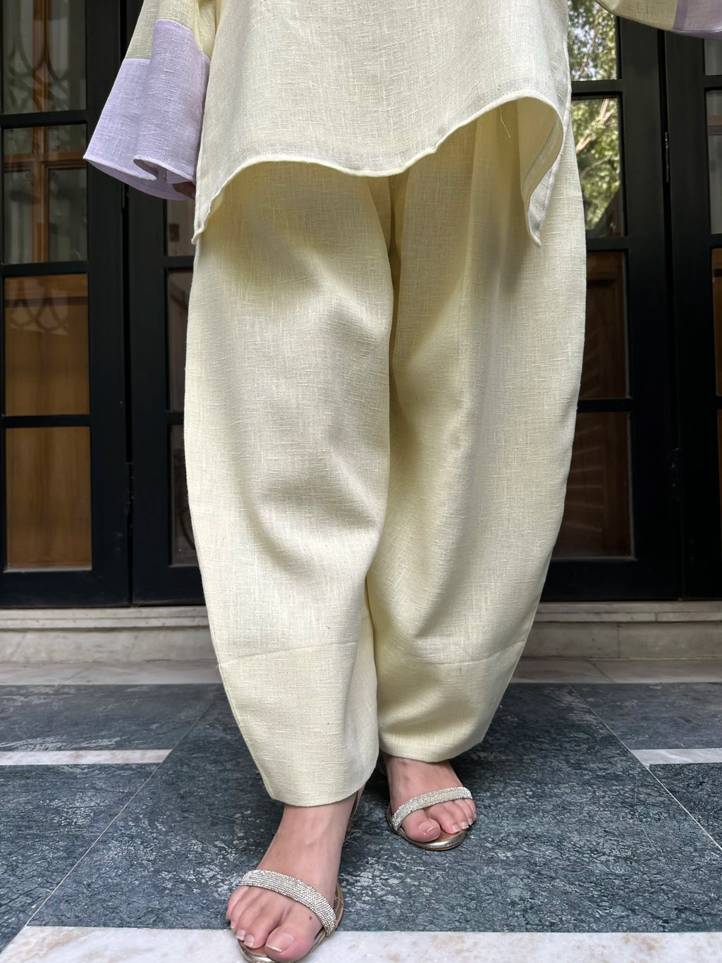 Candy Balloon Salwar Set by Pyoor crafted in lightweight natural linen fabric