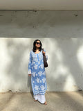 Chikankari Kurta Set Loose fit by Pyoor in blue hand embroidery with palazzo