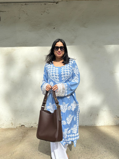 Chikankari Kurta Set Loose fit by Pyoor in rayon cotton and matka cotton