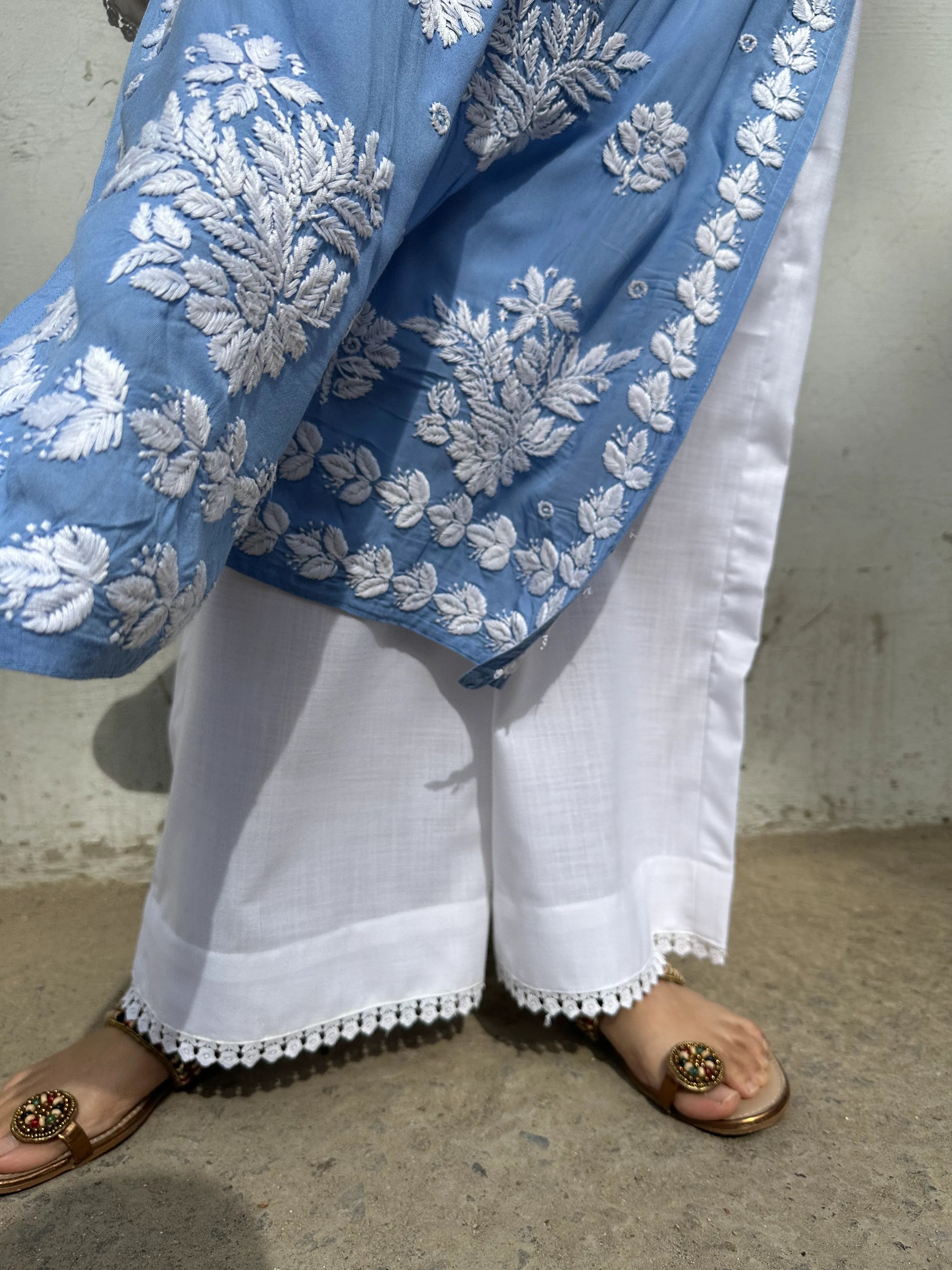 Chikankari Kurta Set Loose fit by Pyoor with broad palazzo