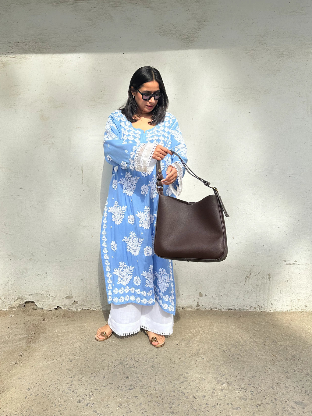 Chikankari Kurta Set Loose fit by Pyoor handcrafted detail