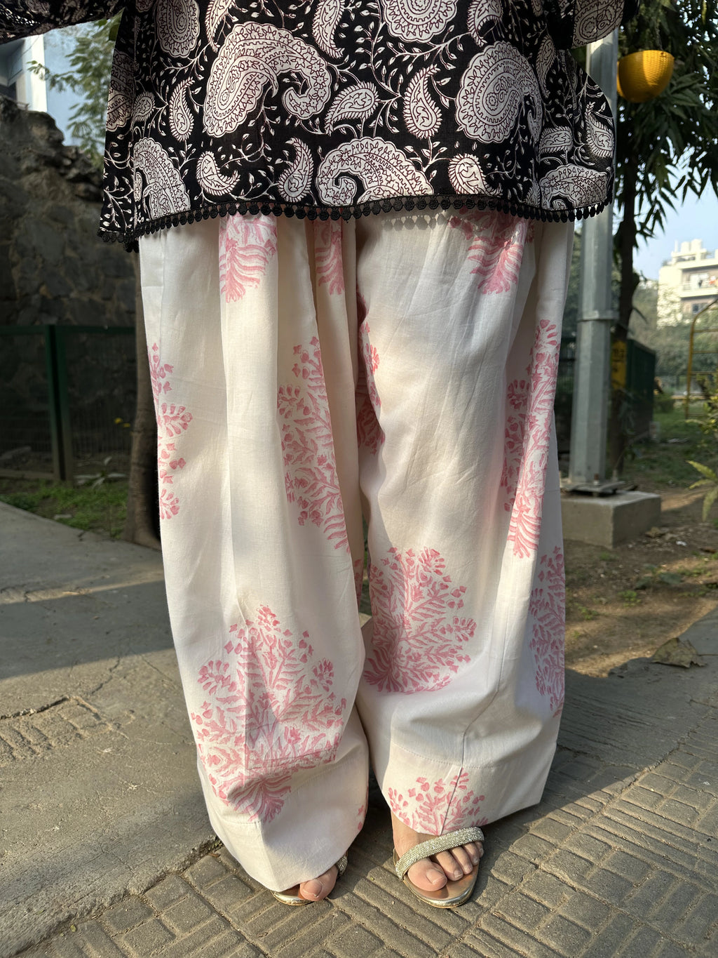 Coco Block Print Farshi Pyoor cotton farshi set with contrast block prints