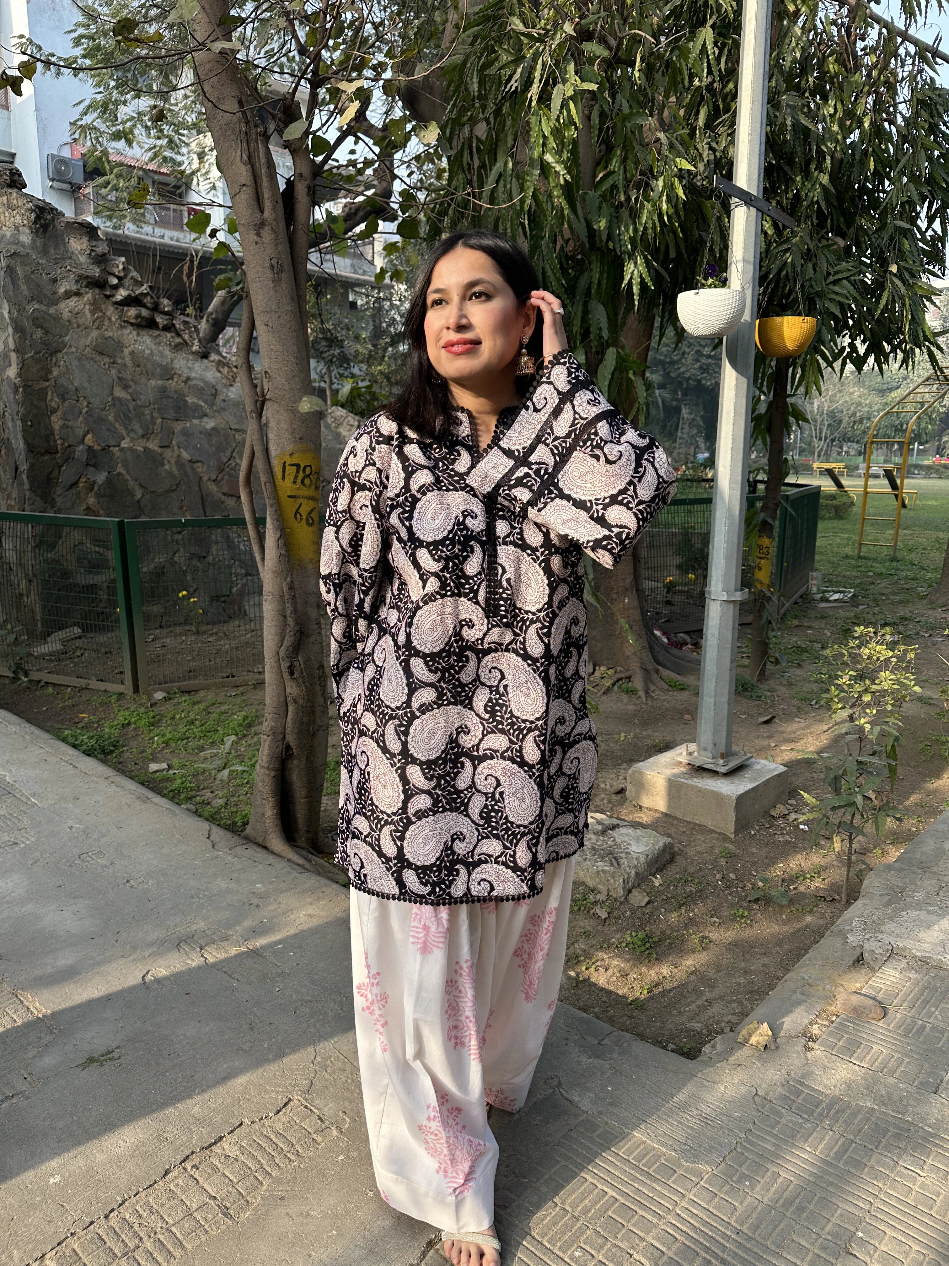 Coco Block Print Farshi by Pyoor featuring relaxed oversized silhouette