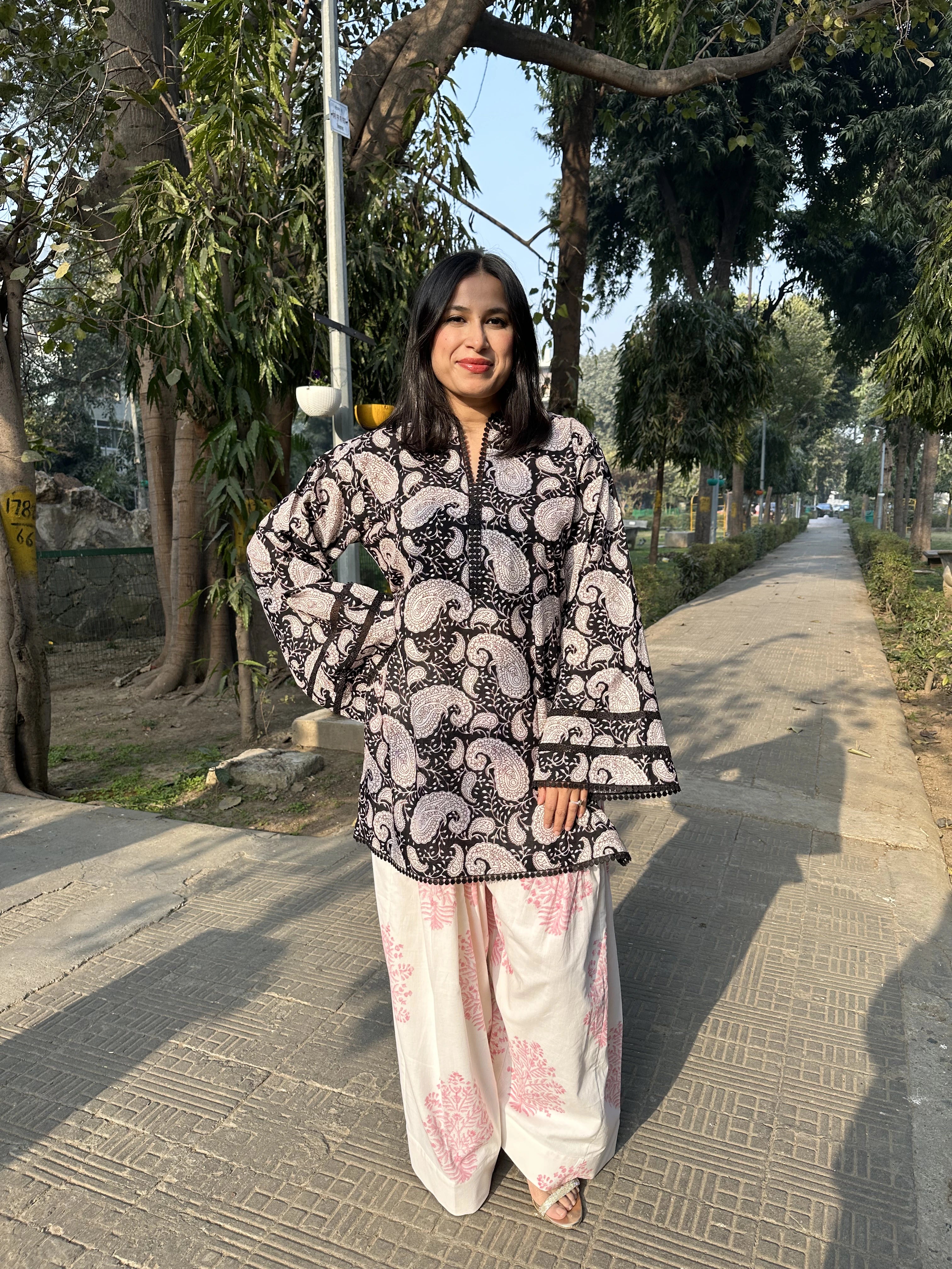 Coco Block Print Farshi by Pyoor highlighting signature oversized fit