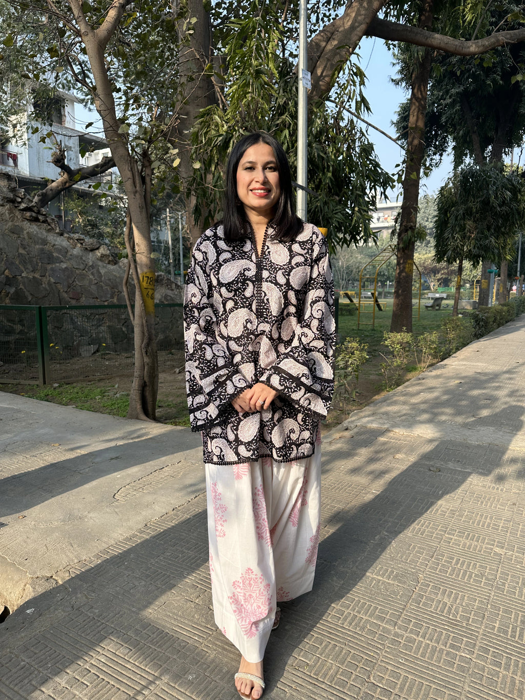 Coco Block Print Farshi Pyoor cotton wear with elegant lace detailing