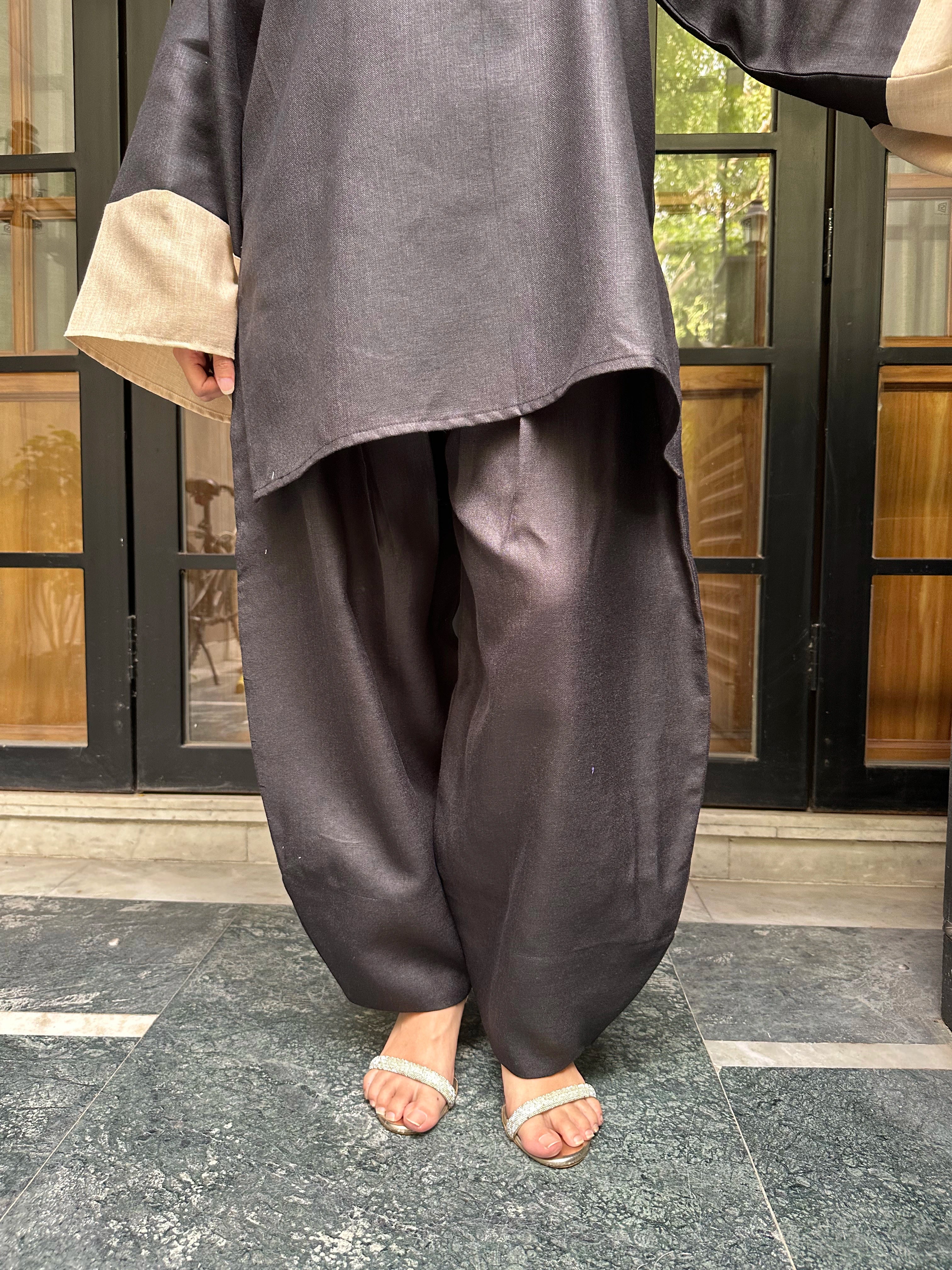 Cola Balloon Salwar Set by Pyoor in airy loose fit linen blend kurta set