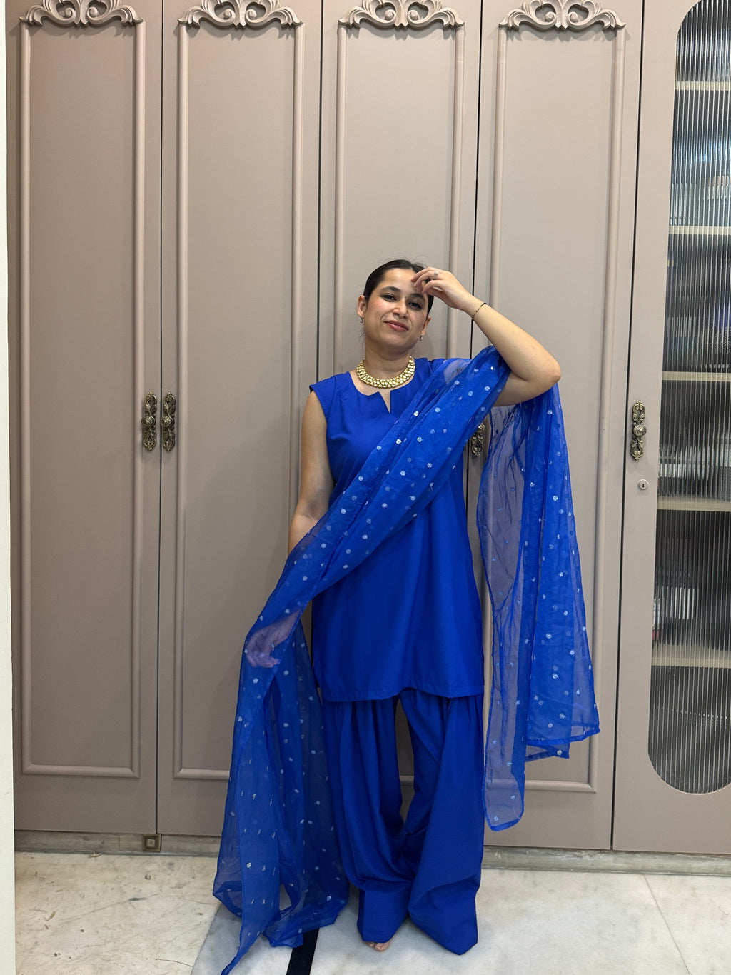 Midnight Blue Set with Farshi salwar