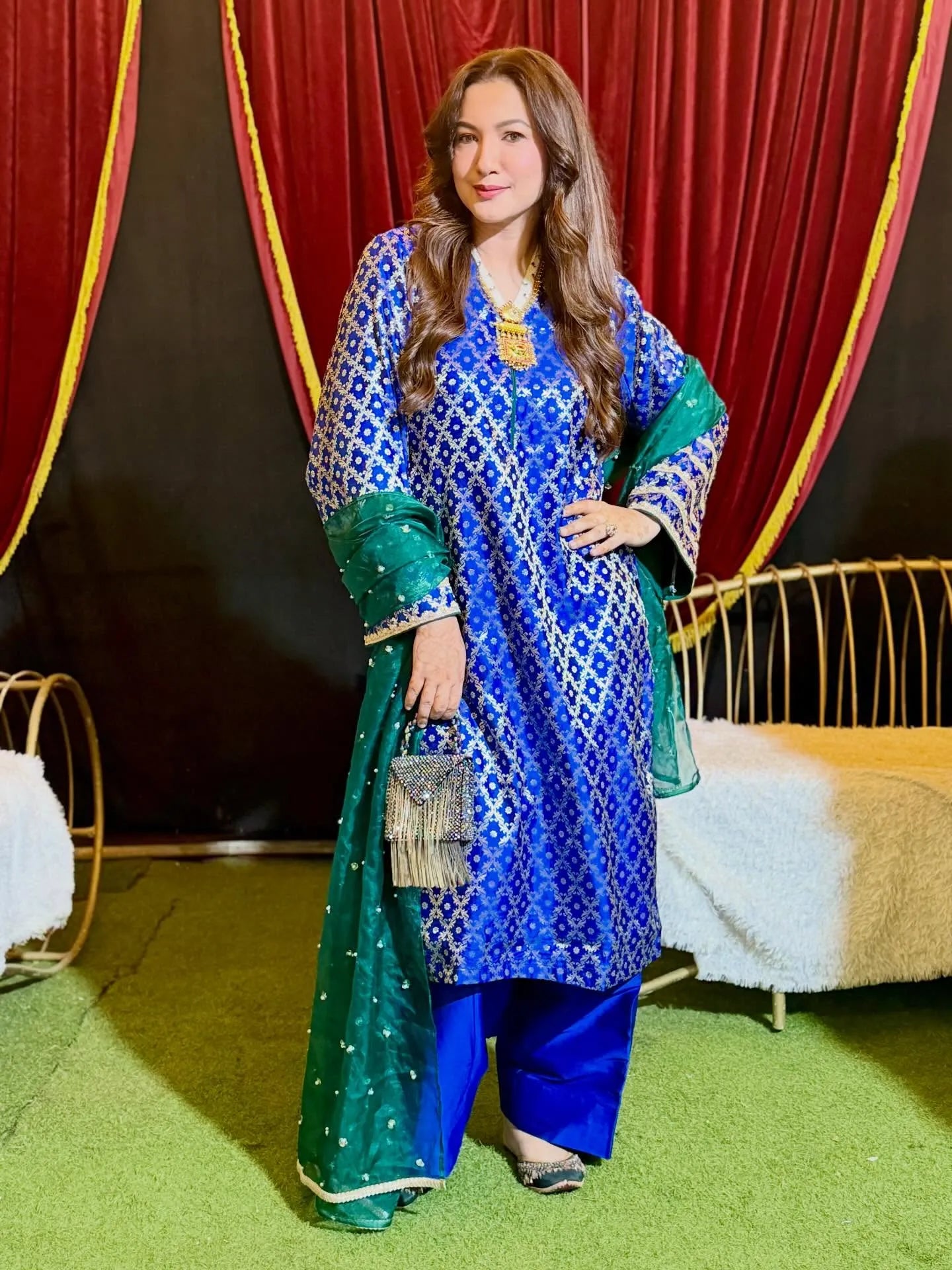 Blue Brocade Wedding suit