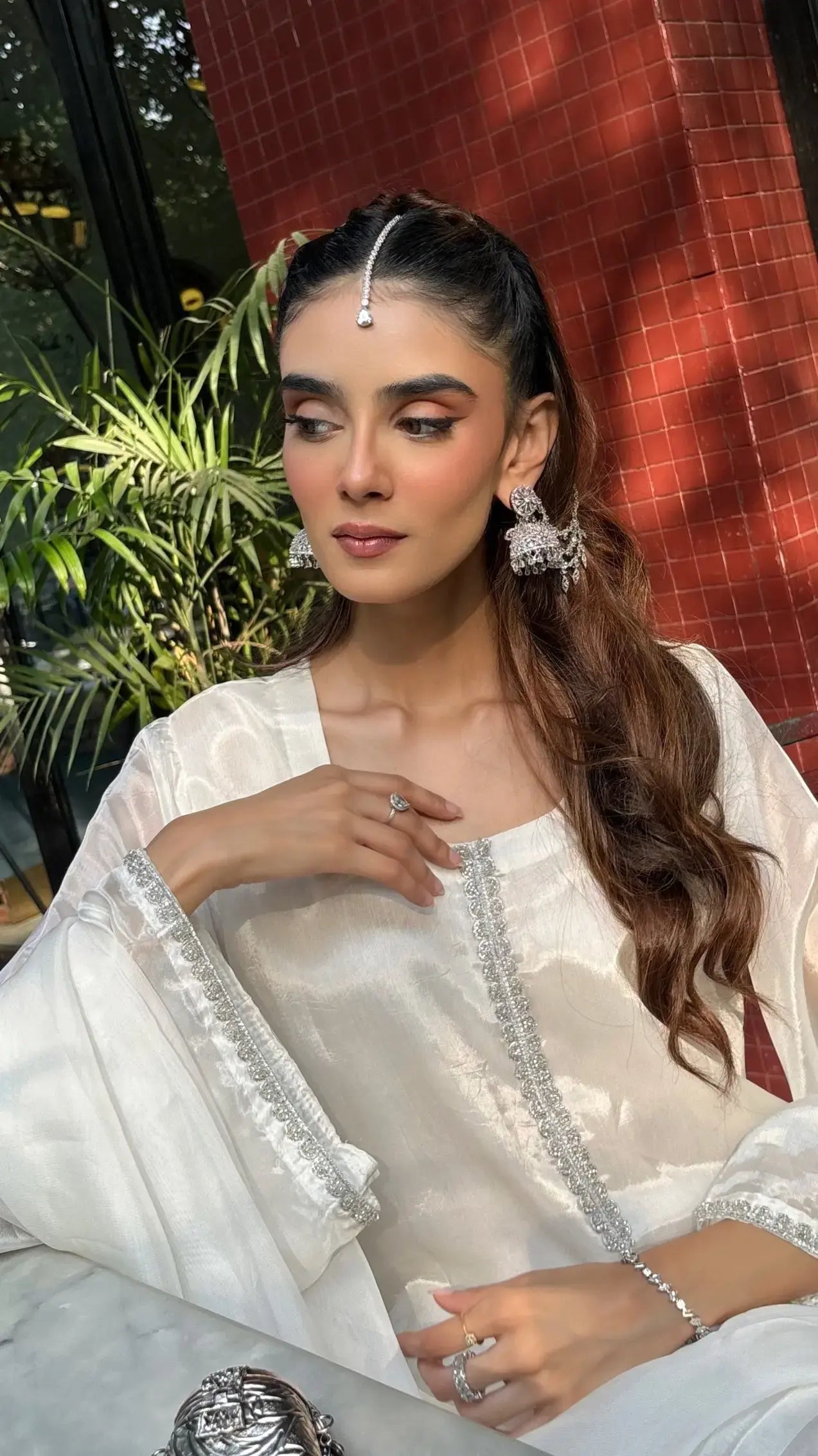 Pyoor Glass Silk Farshi Set crafted in soft viscose silk with elegant oversized fit