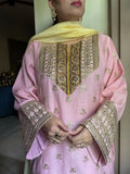 Gul Pink Chanderi Set by Pyoor with gota and taar embroidery for festive occasions