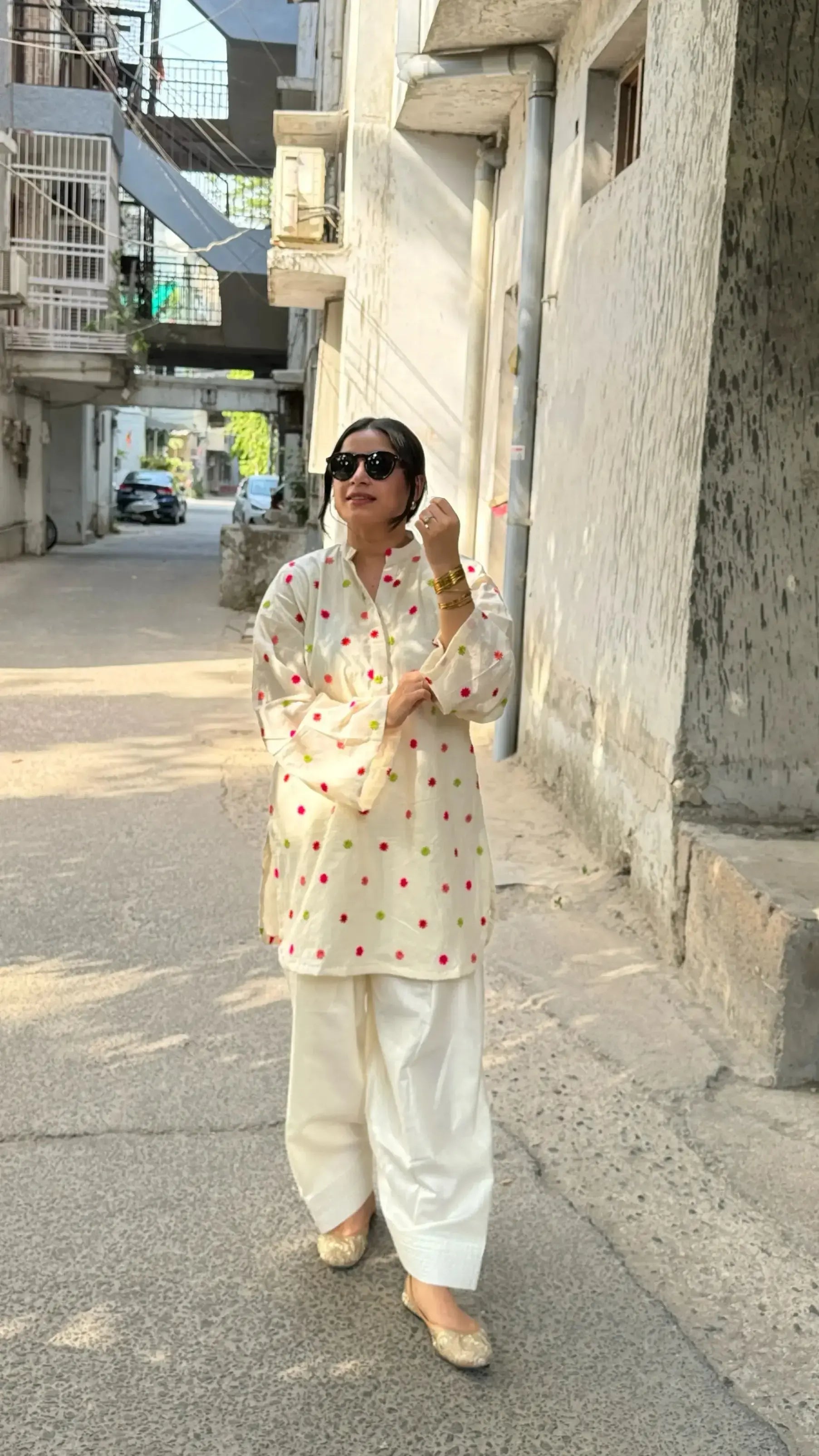 Heer Set with Farshi salwar by Pyoor, elegant cotton suits for women in pure cotton fabric.