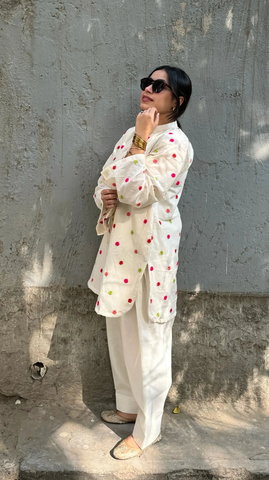 Pyoor Heer Set with Farshi salwar, embroidered cotton suits for women in relaxed fit.