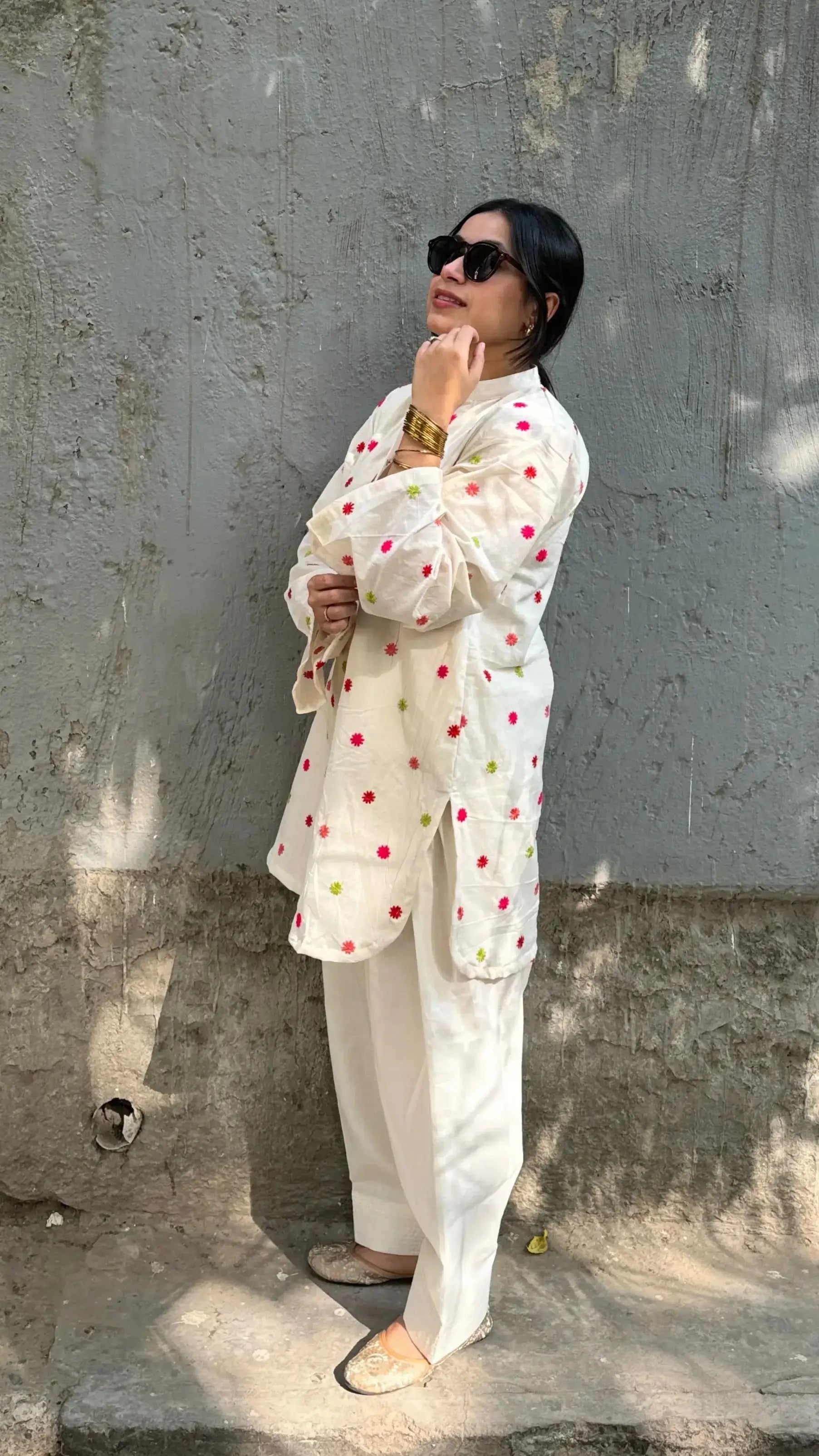 Pyoor Heer Set with Farshi salwar, embroidered cotton suits for women in relaxed fit.