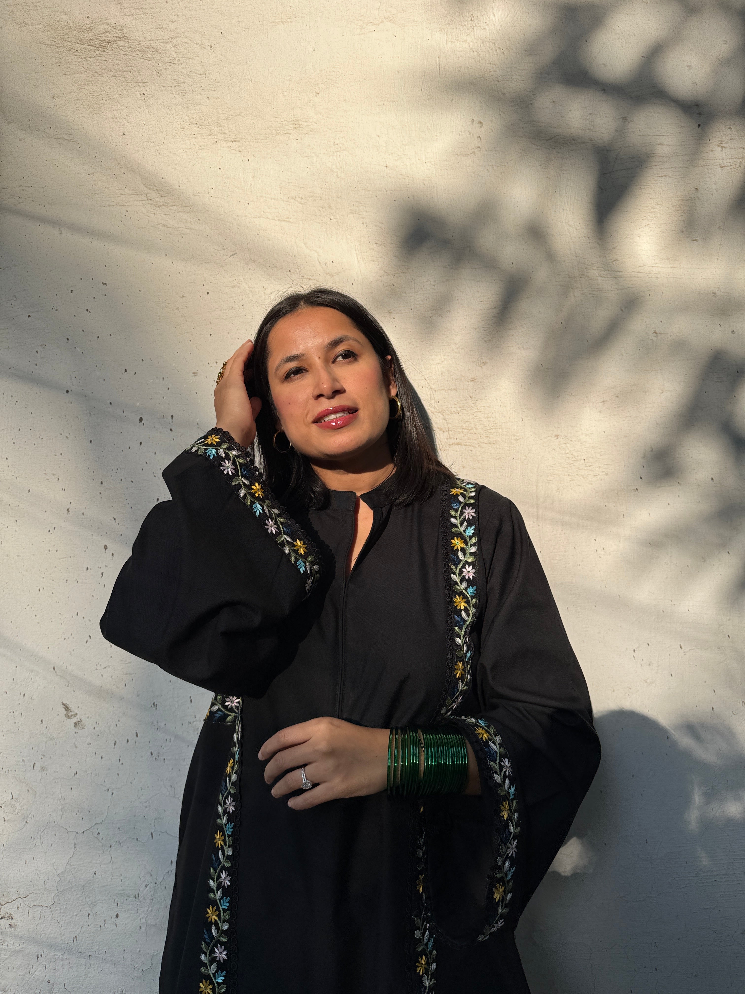 Solids Black Pashmina Farshi Set