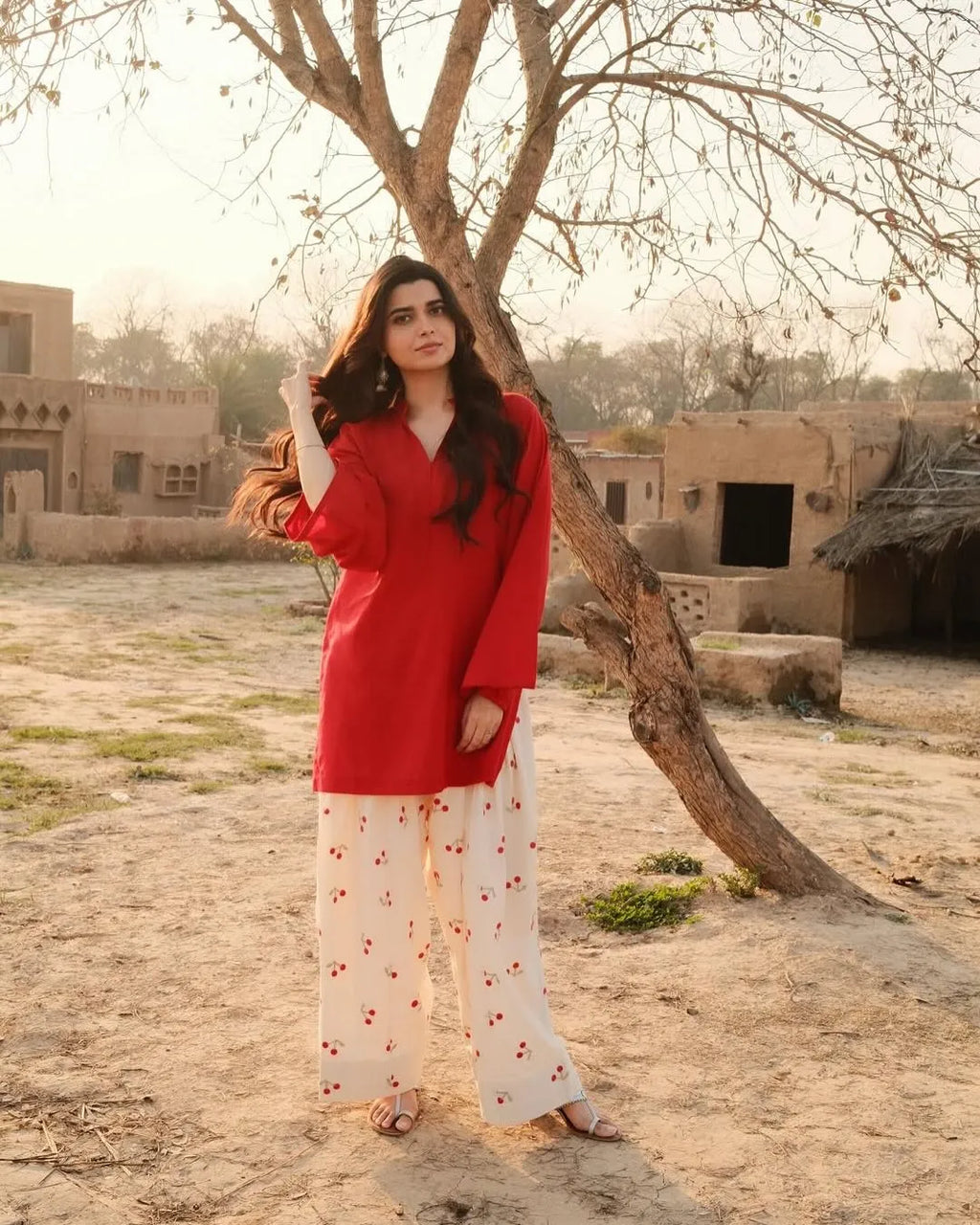Cherry Embroidered Farshi Salwar Set