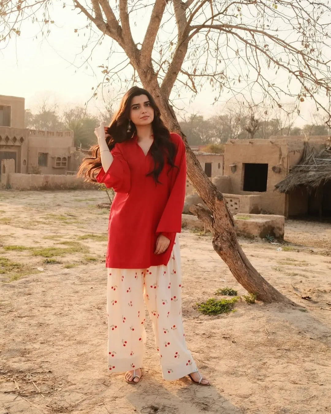 Cherry Embroidered Farshi Salwar Set