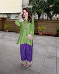 Haya Green Mukaish Hand embroidered Set