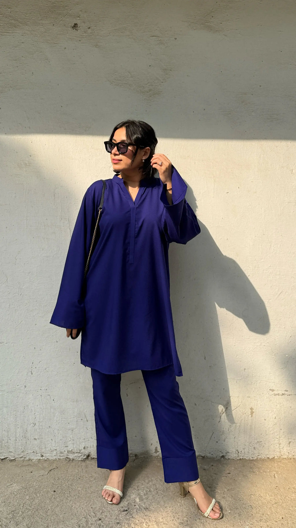 Solids Indigo Blue Co-ord Set in oversized fit