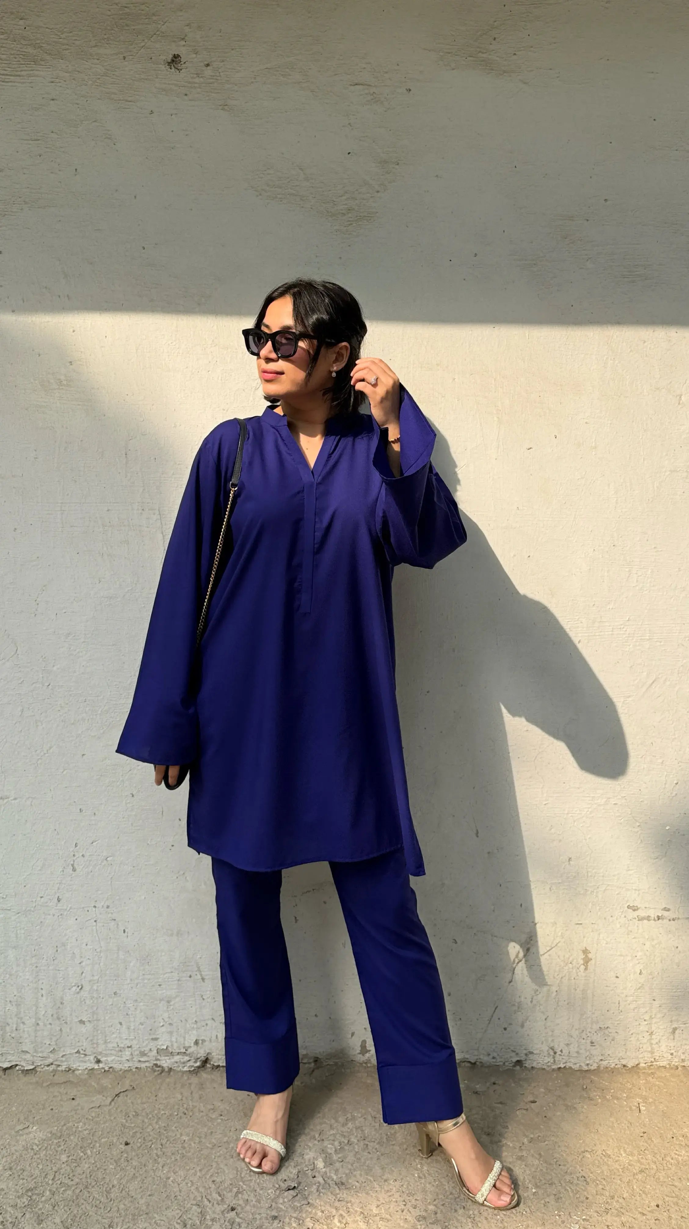 Solids Indigo Blue Co-ord Set in oversized fit