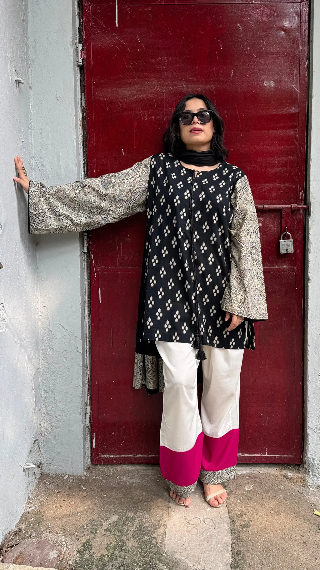 Pyoor Kaju Katli Suit Set with Dupatta in soft cotton with digital print and relaxed fit