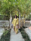 Lia Green Pastel Farshi Set by Pyoor in soft cotton with floral print and lace details