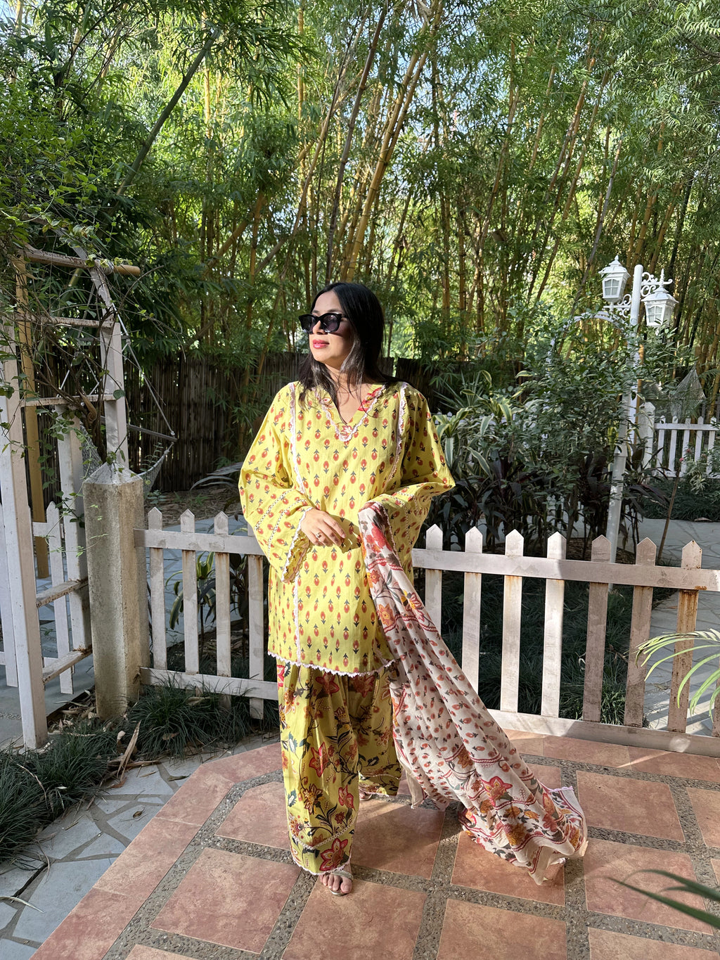 Lia Green Pastel Farshi Set by Pyoor featuring pastel green tones and bell sleeves