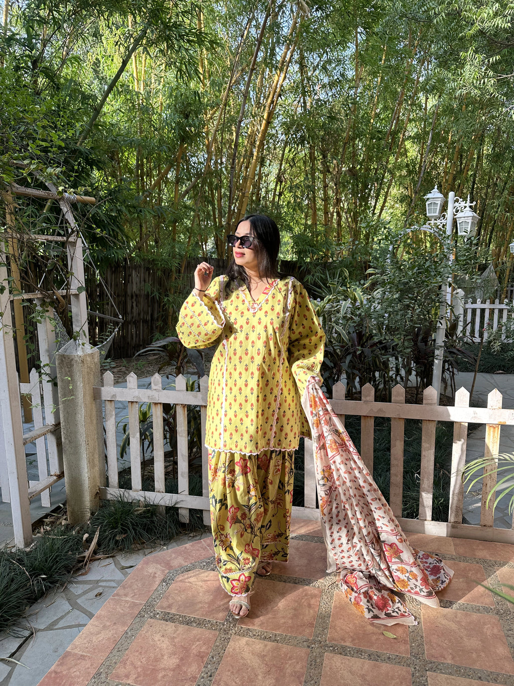 Lia Green Pastel Farshi Set by Pyoor crafted in soft cotton for everyday elegance