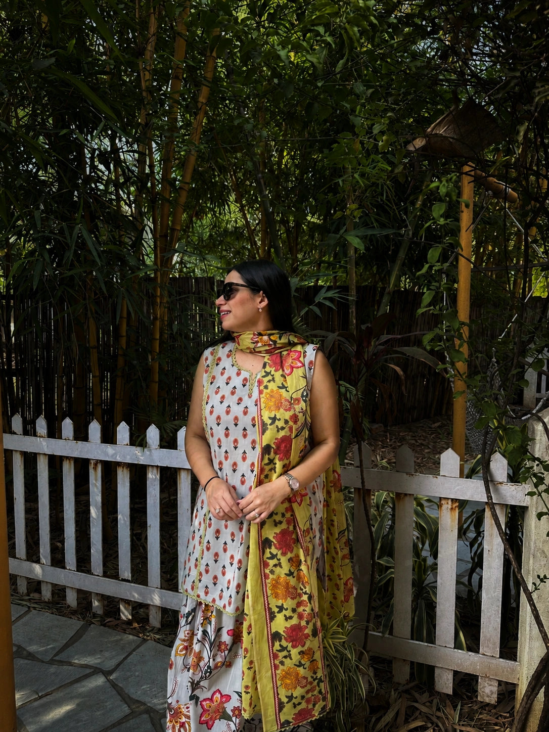 Lia Pastel Blue Farshi Set by Pyoor with contrast green dupatta and cotton comfort