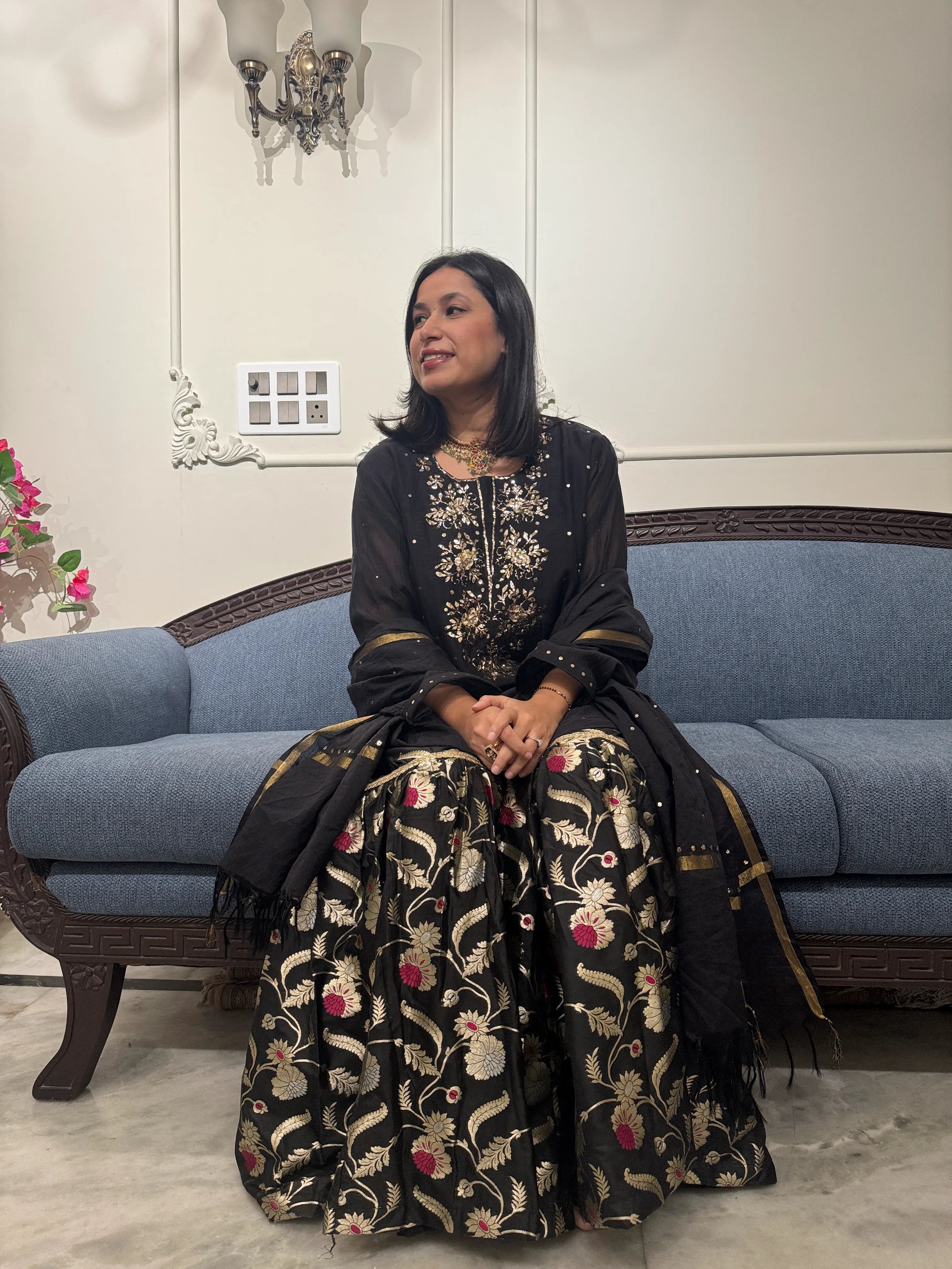 Maharani Mukaish Handwork Sharara Set by Pyoor featuring mukaish kurta and dupatta