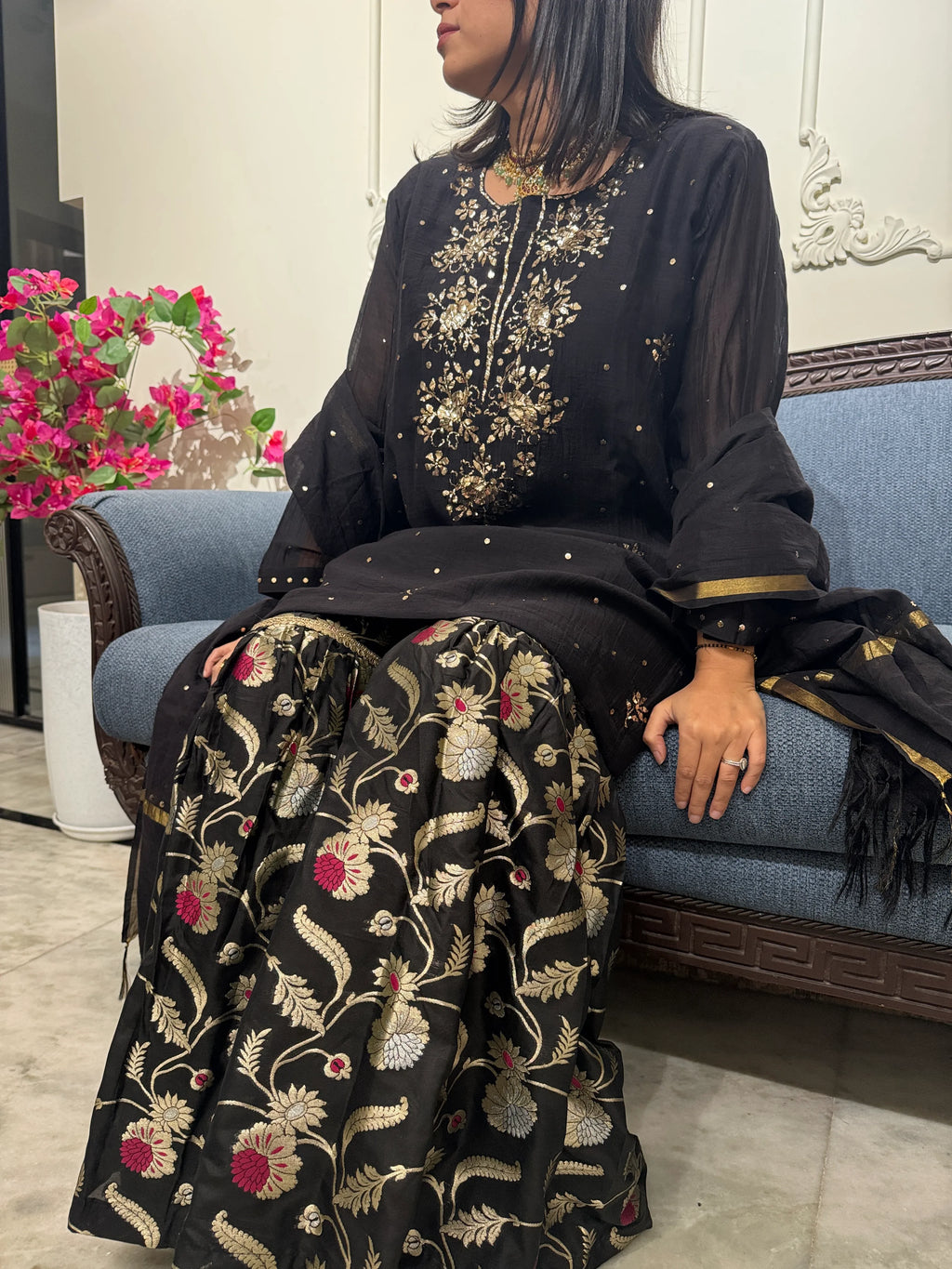 Pyoor Maharani Mukaish Handwork Sharara Set with elegant mukaish embroidery