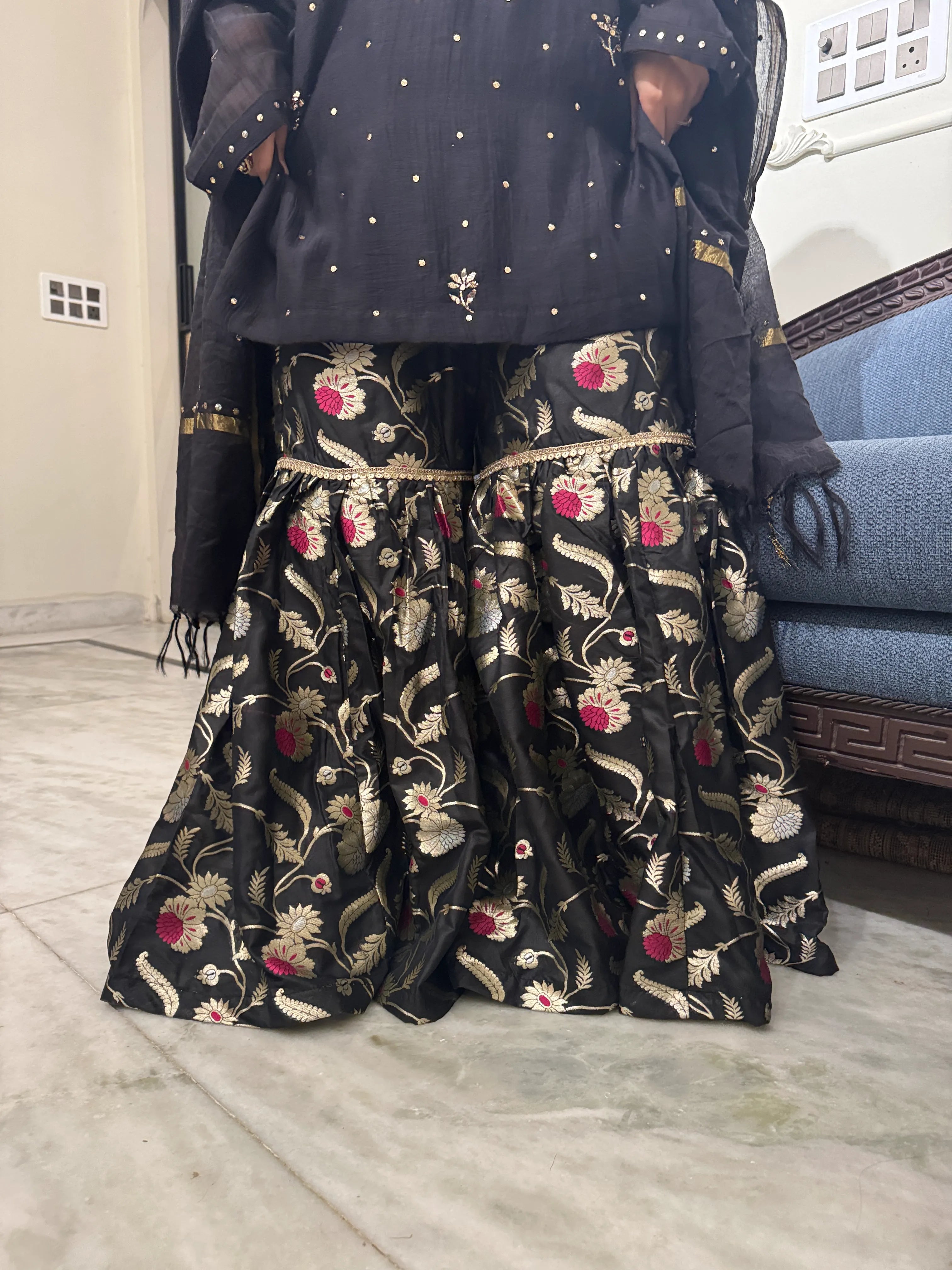 Maharani Mukaish Handwork Sharara Set from Pyoor in chanderi and brocade fabrics