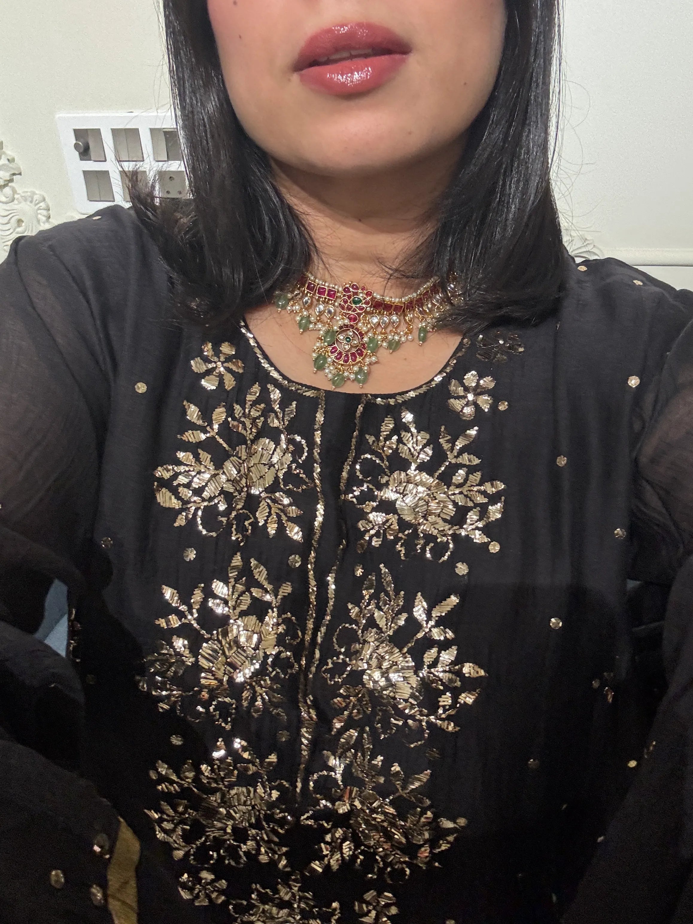 Pyoor Maharani Mukaish Handwork Sharara Set showing festive kurta and sharara